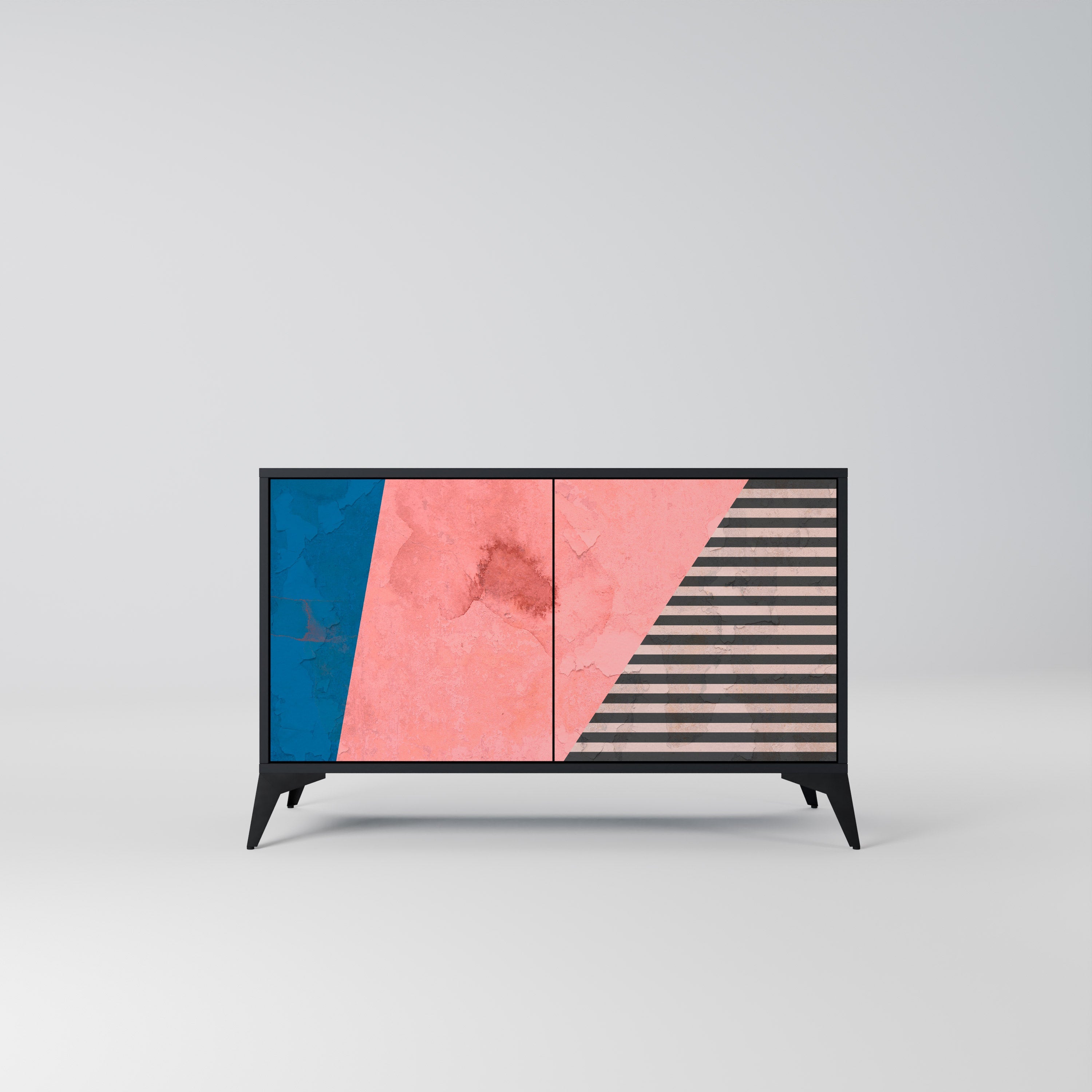 Buffet 2 portes GLAMOROUS STRIPE en finition noire