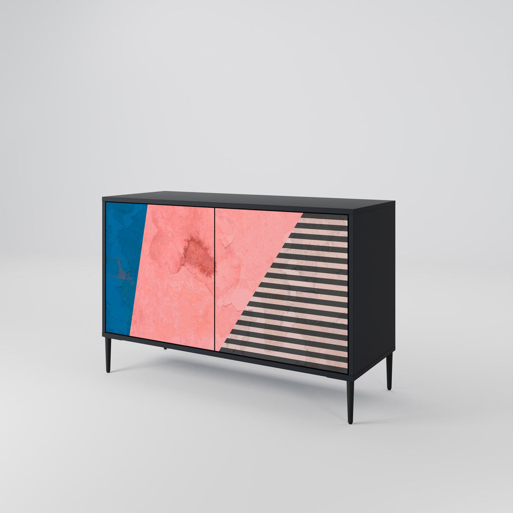 Buffet 2 portes GLAMOROUS STRIPE en finition noire