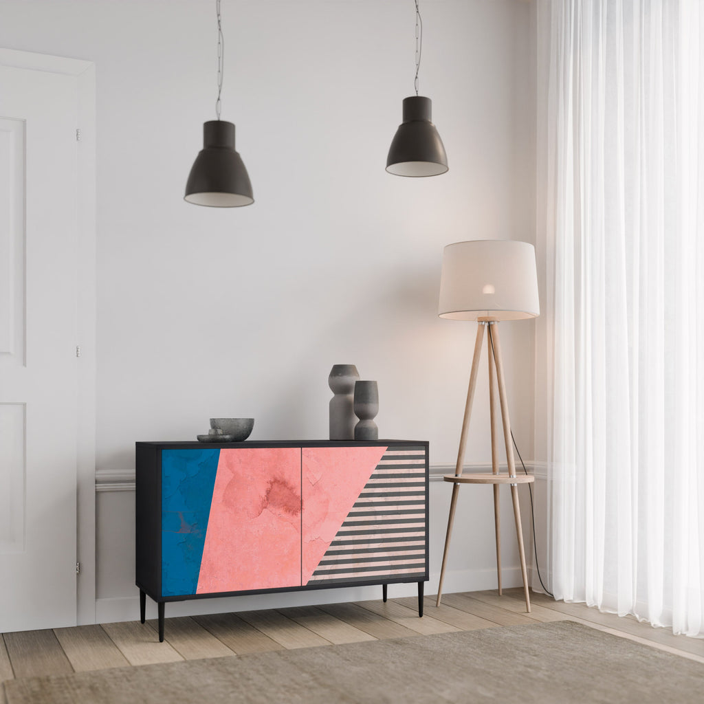 Buffet 2 portes GLAMOROUS STRIPE en finition noire