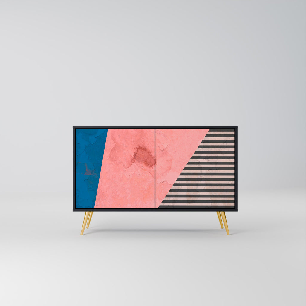 Buffet 2 portes GLAMOROUS STRIPE en finition noire