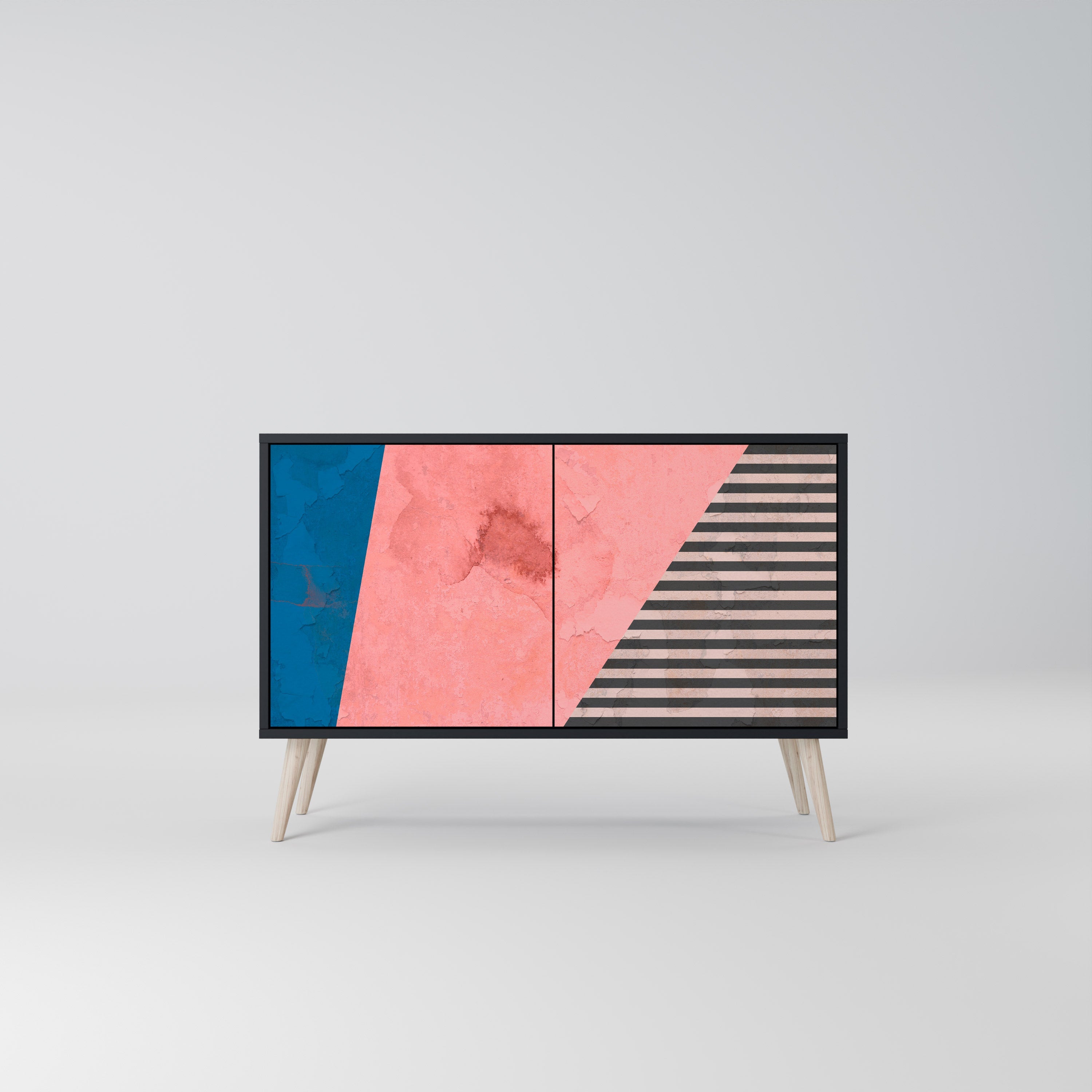 Buffet 2 portes GLAMOROUS STRIPE en finition noire