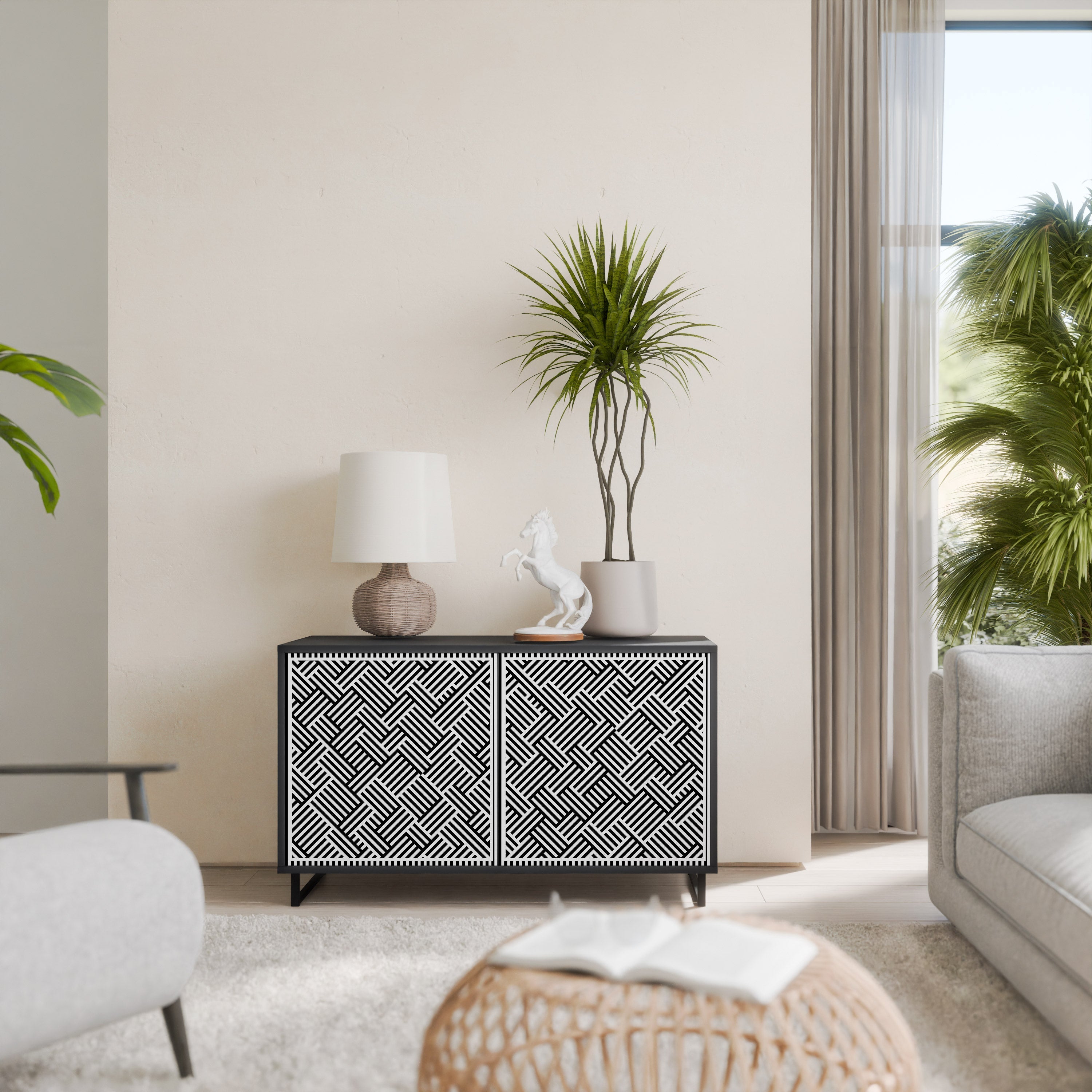 Buffet 2 portes SÉQUENCE TEMPORAIRE en finition noire