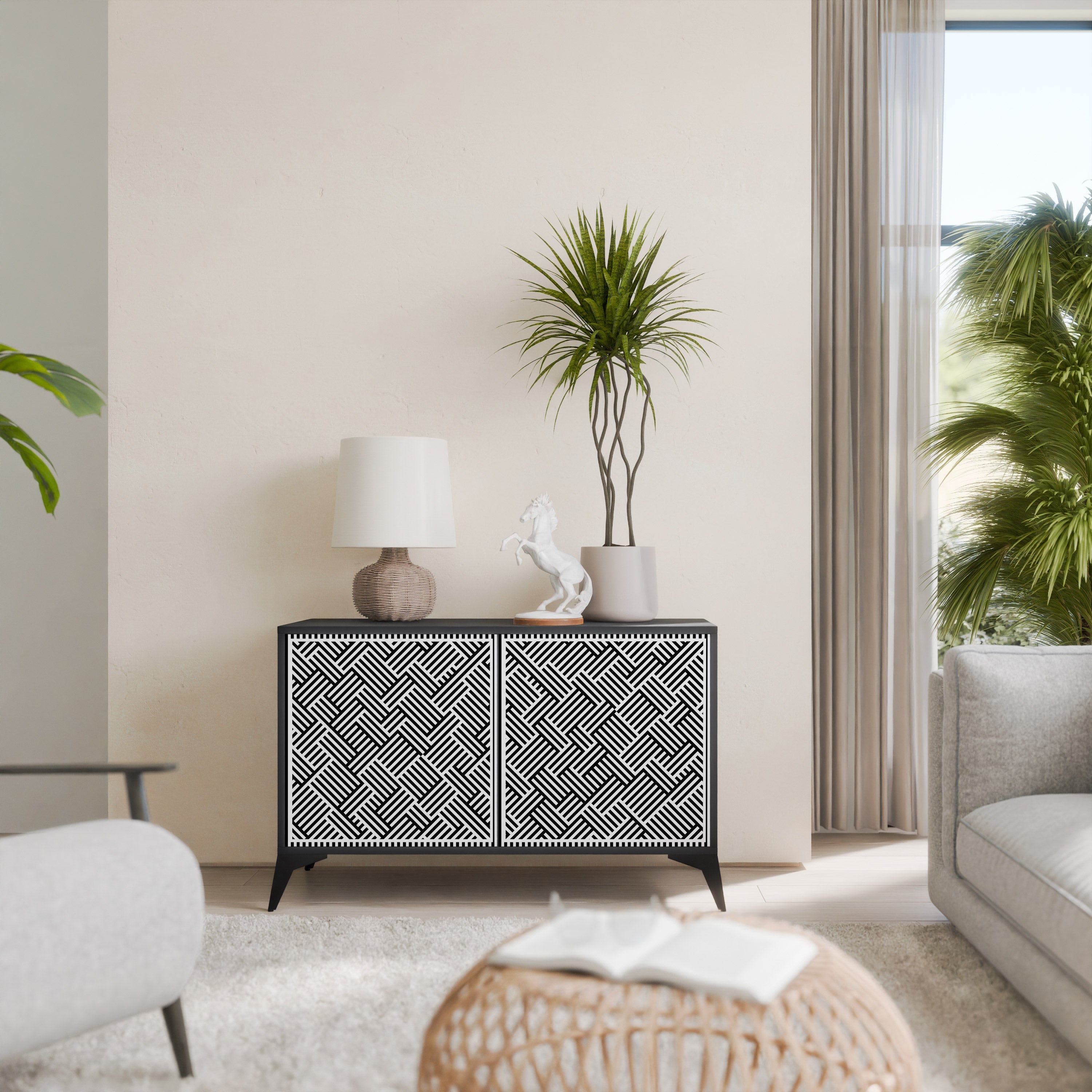 Buffet 2 portes SÉQUENCE TEMPORAIRE en finition noire