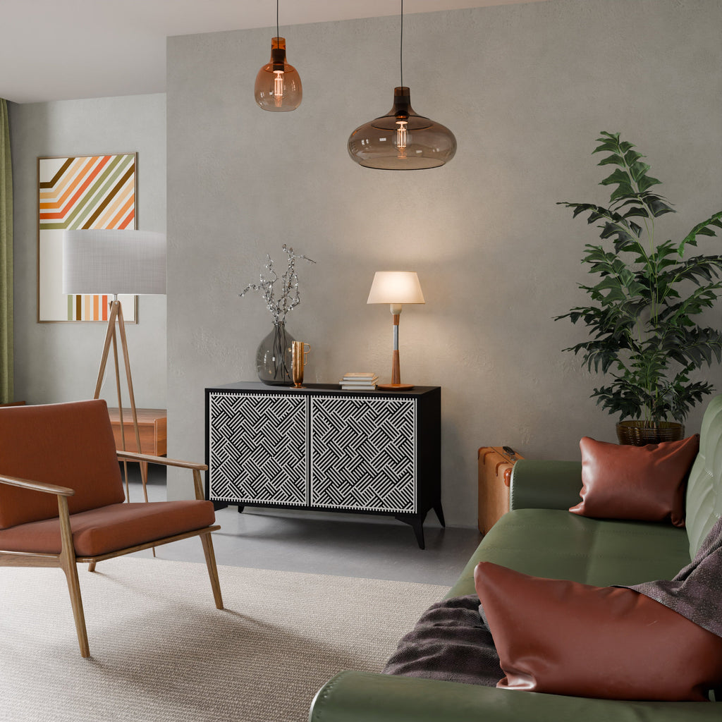 Buffet 2 portes SÉQUENCE TEMPORAIRE en finition noire