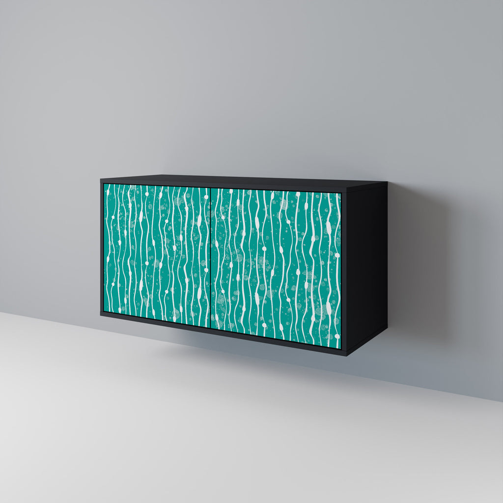 Buffet 2 portes TURQUOISE RAIN en finition noire