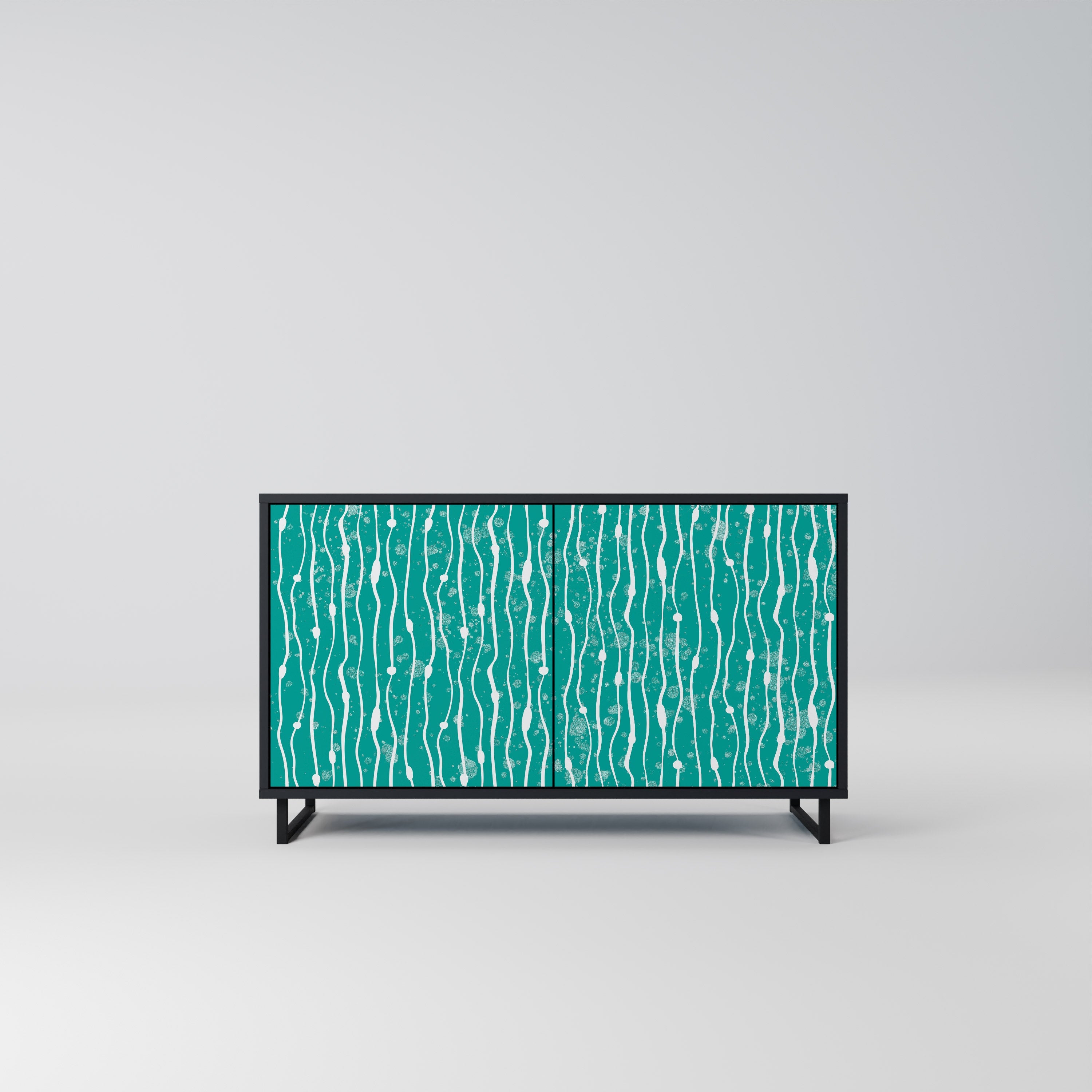 Buffet 2 portes TURQUOISE RAIN en finition noire