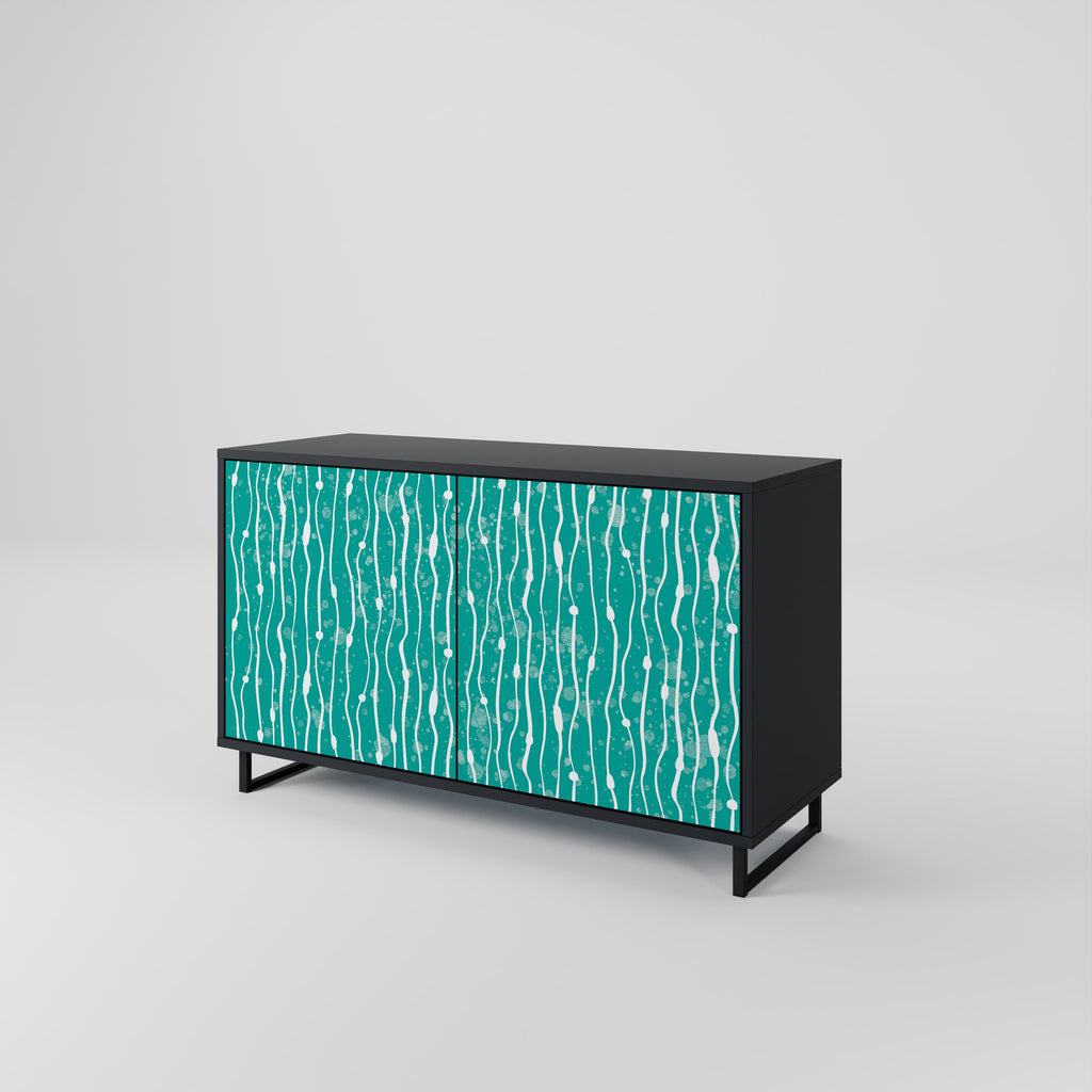 Buffet 2 portes TURQUOISE RAIN en finition noire