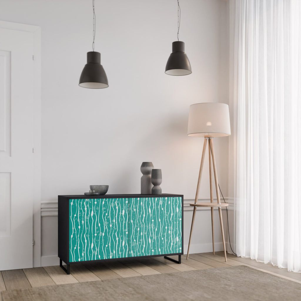 Buffet 2 portes TURQUOISE RAIN en finition noire