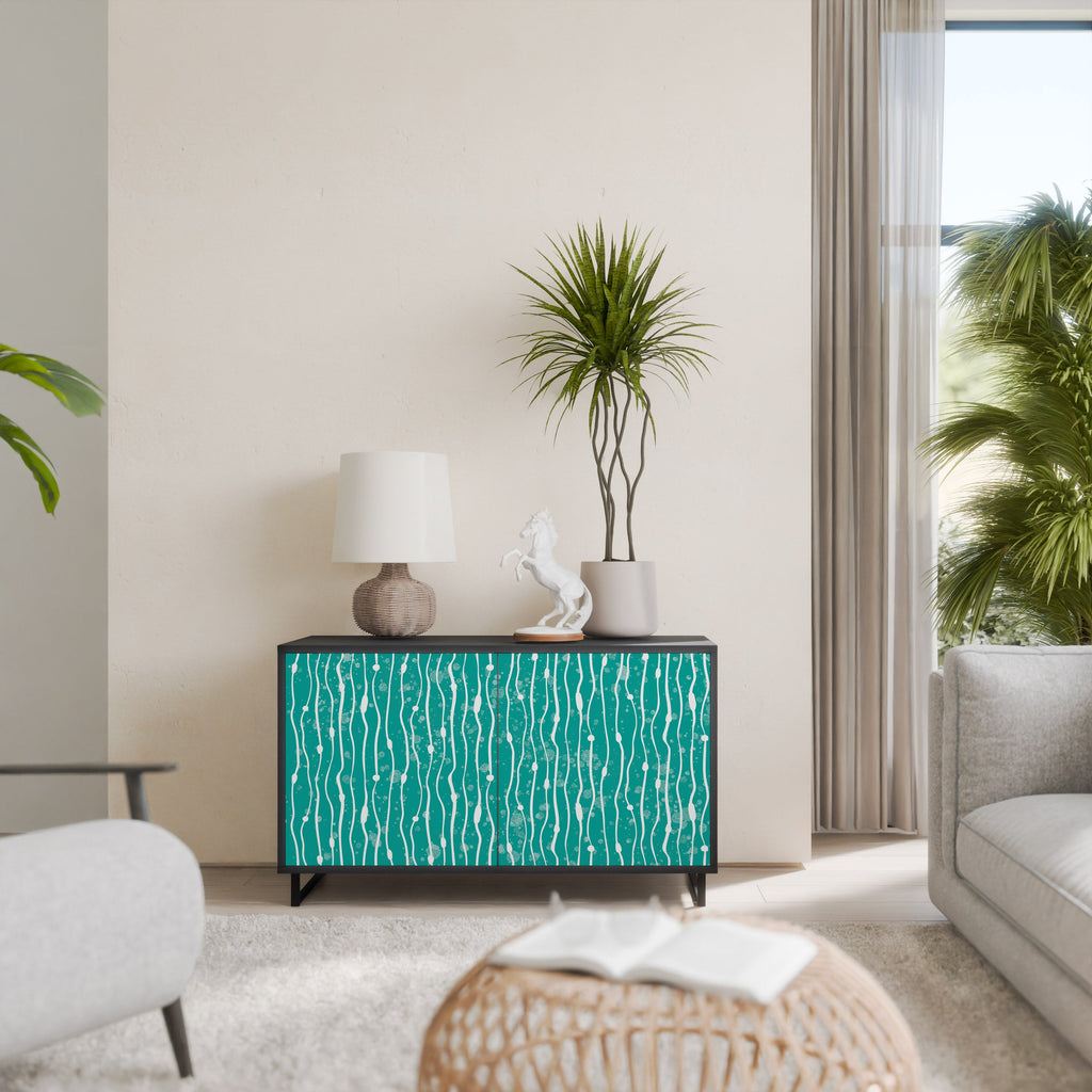 Buffet 2 portes TURQUOISE RAIN en finition noire