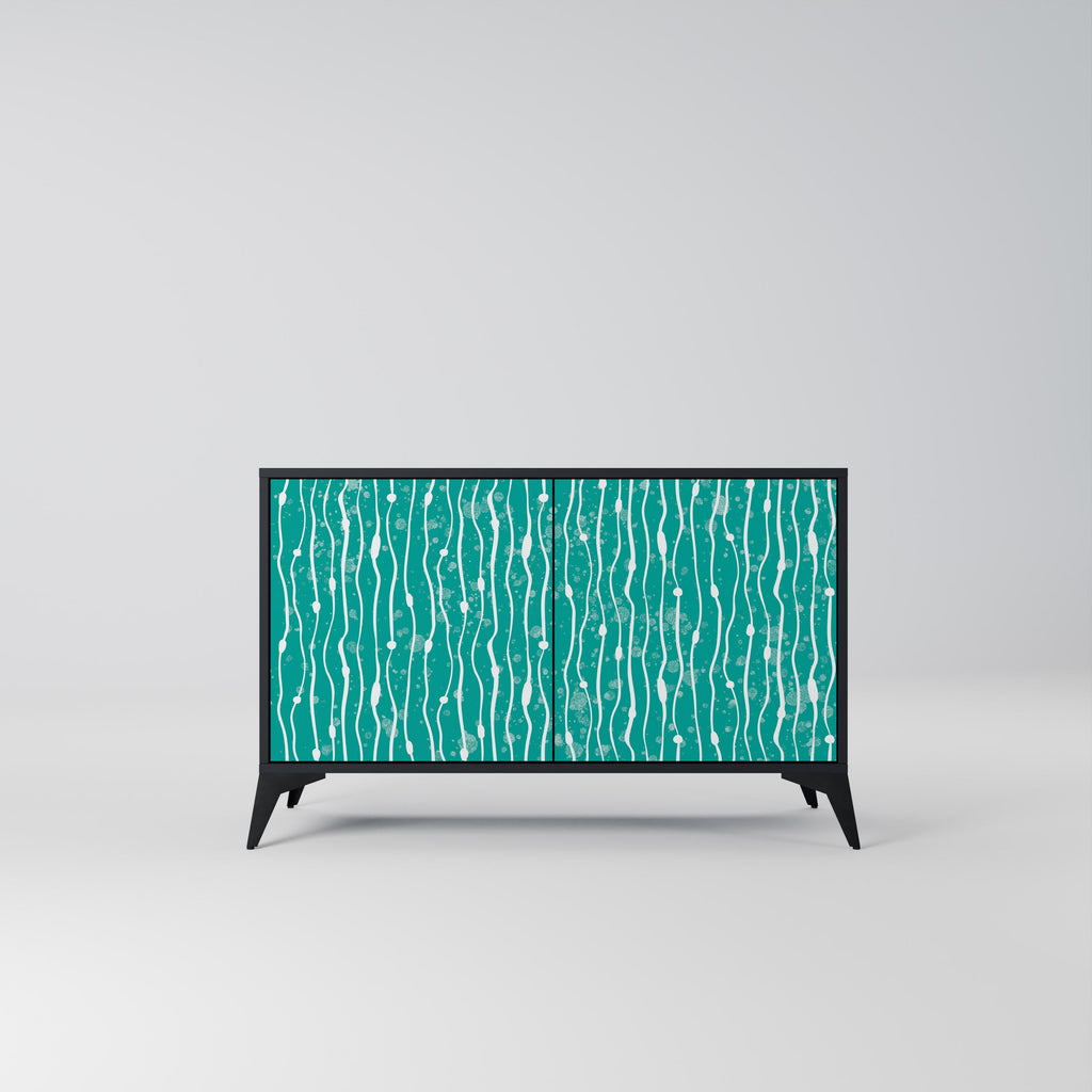 Buffet 2 portes TURQUOISE RAIN en finition noire
