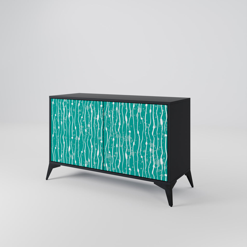 Buffet 2 portes TURQUOISE RAIN en finition noire