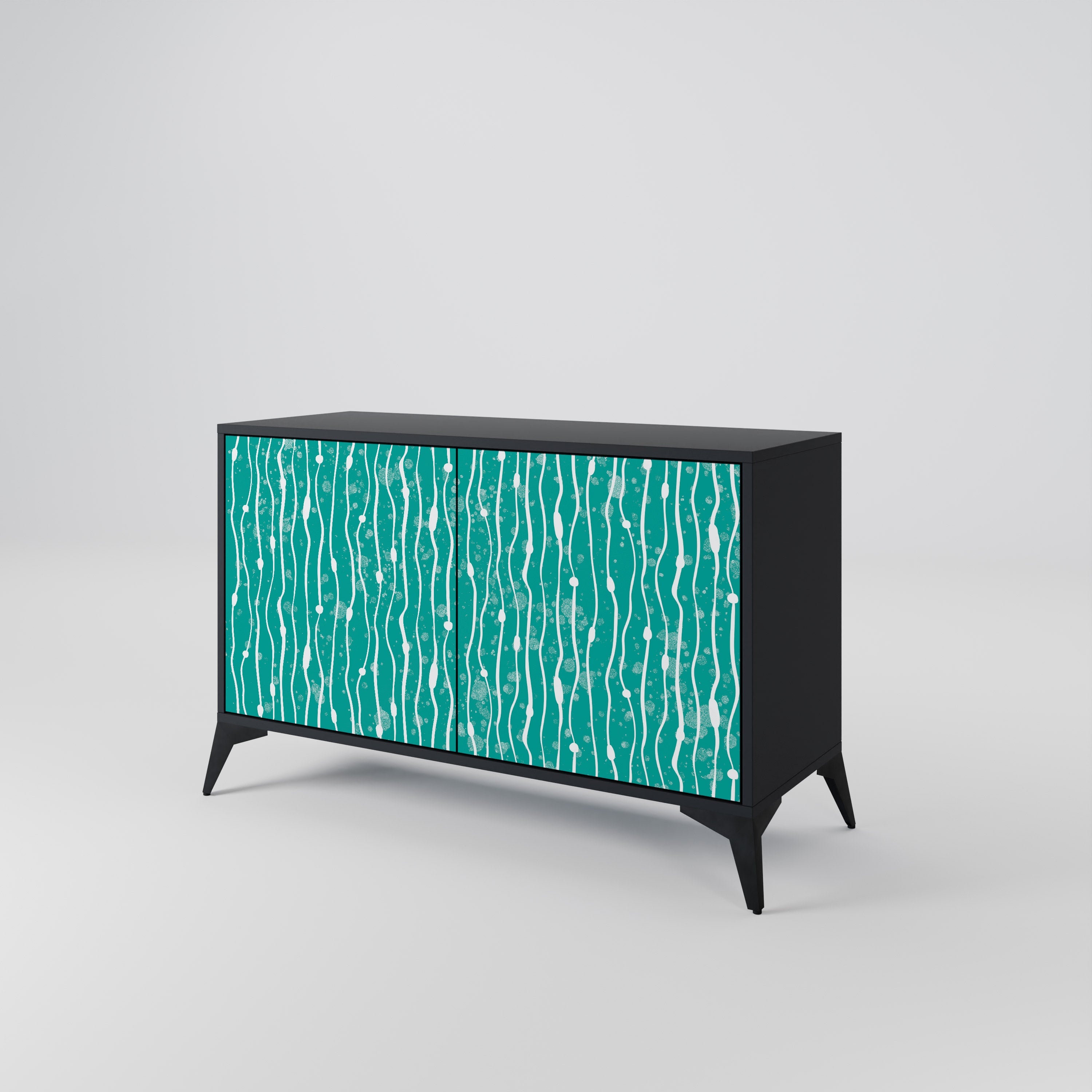 Buffet 2 portes TURQUOISE RAIN en finition noire