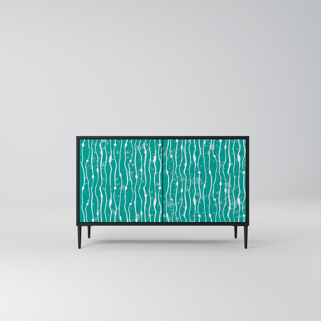 Buffet 2 portes TURQUOISE RAIN en finition noire