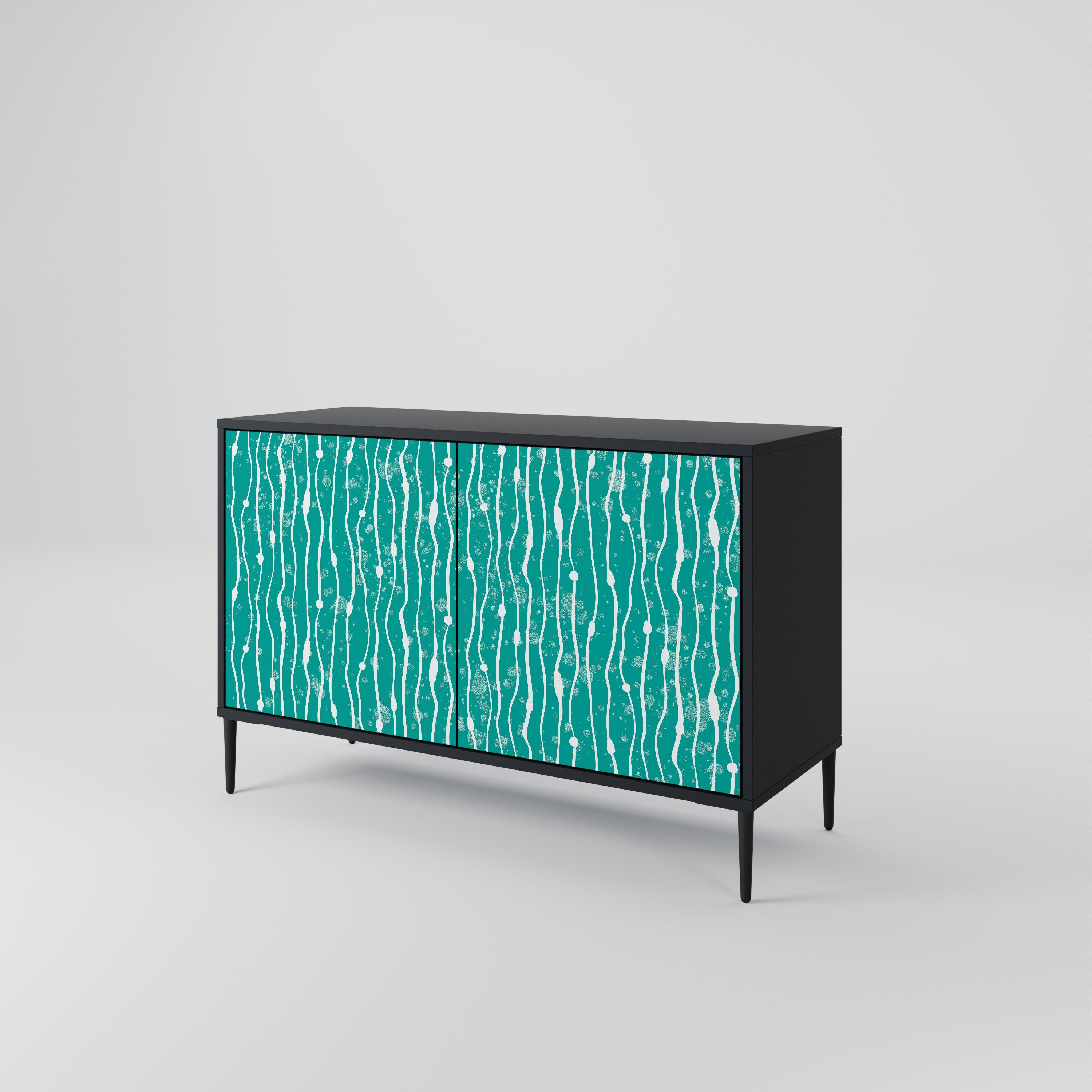 Buffet 2 portes TURQUOISE RAIN en finition noire