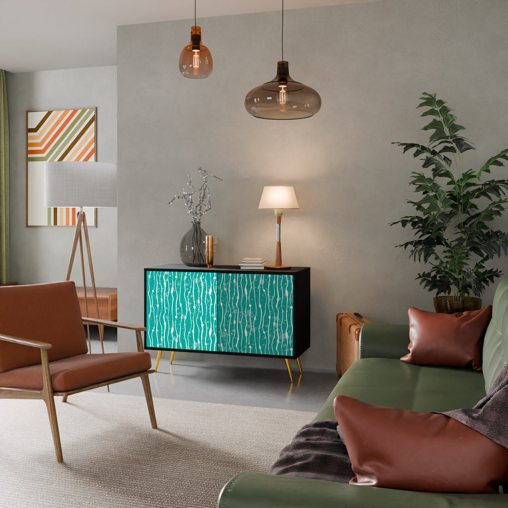 Buffet 2 portes TURQUOISE RAIN en finition noire