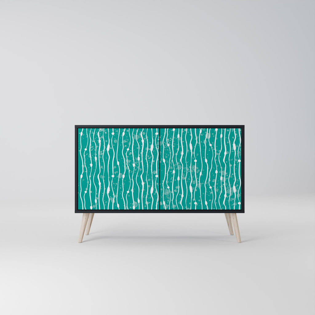 Buffet 2 portes TURQUOISE RAIN en finition noire