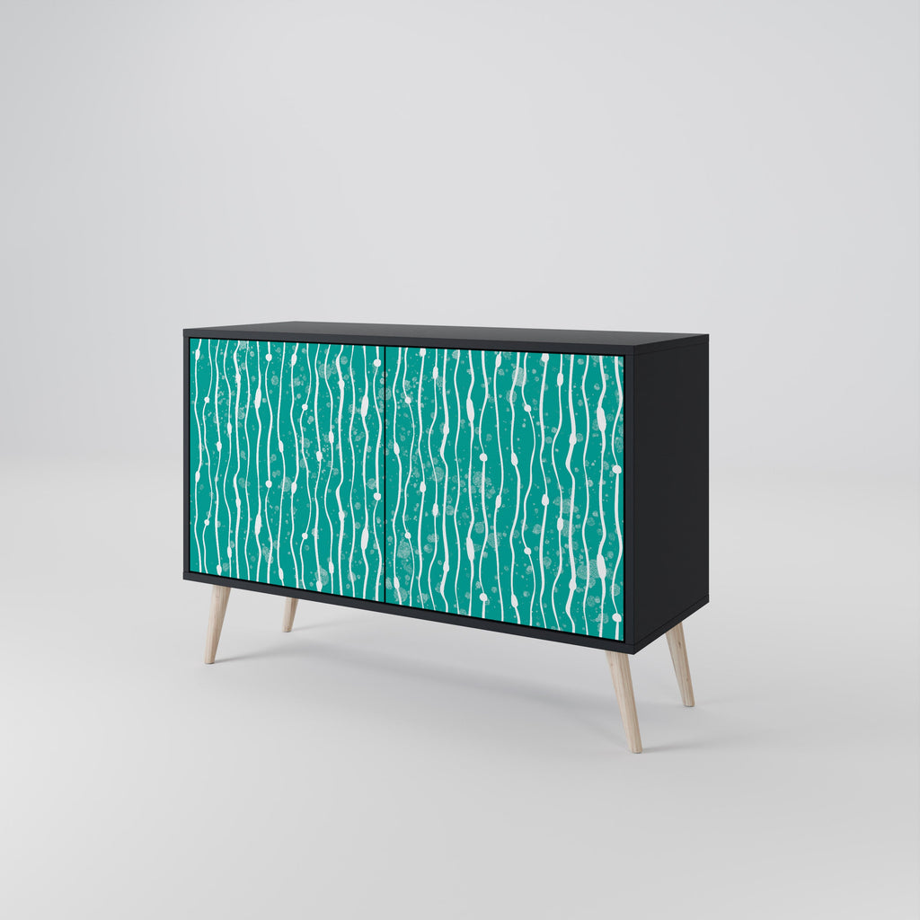 Buffet 2 portes TURQUOISE RAIN en finition noire