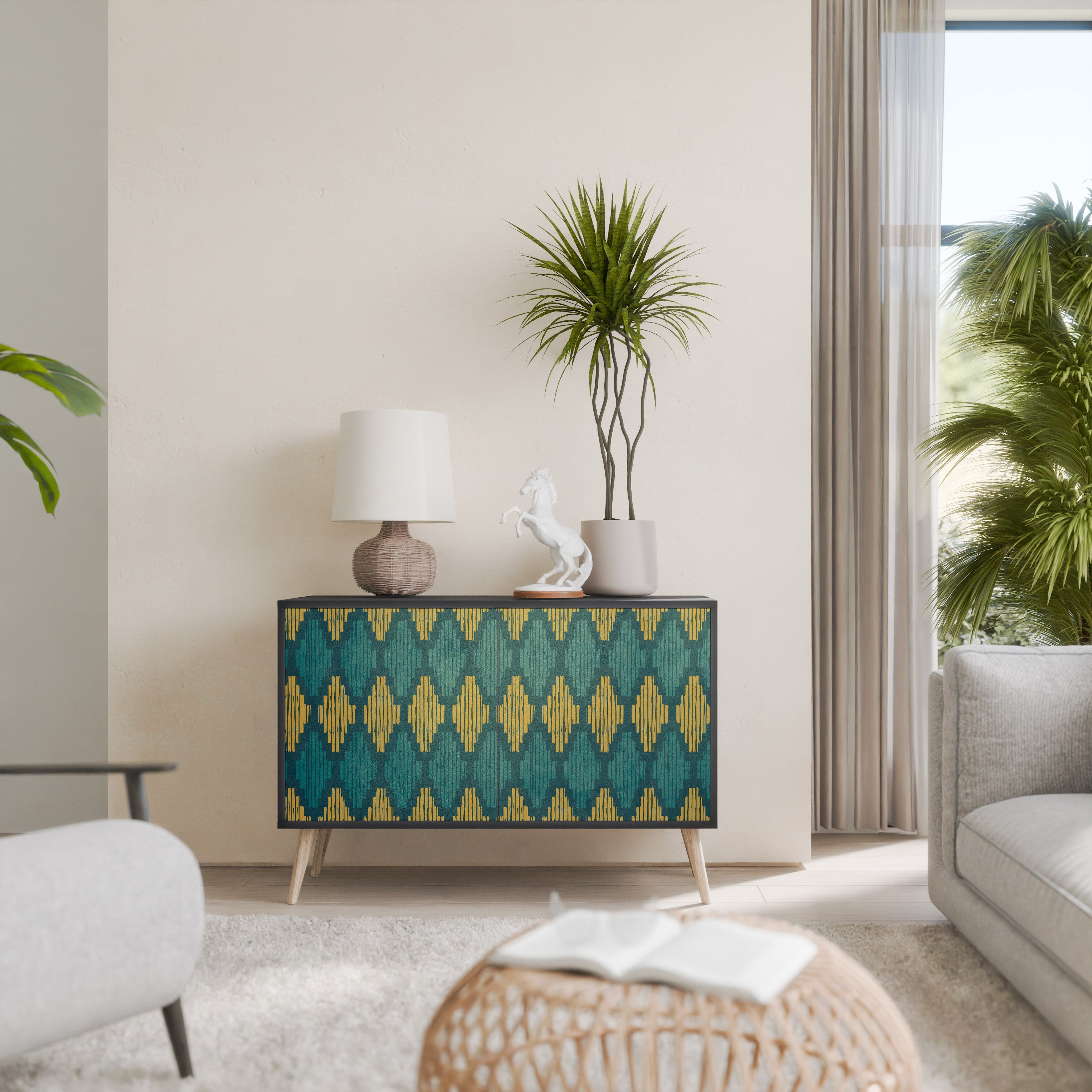 Buffet 2 portes POLYGONS finition noire