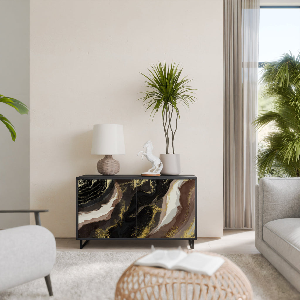 Buffet 2 portes GOLD DUST finition noire