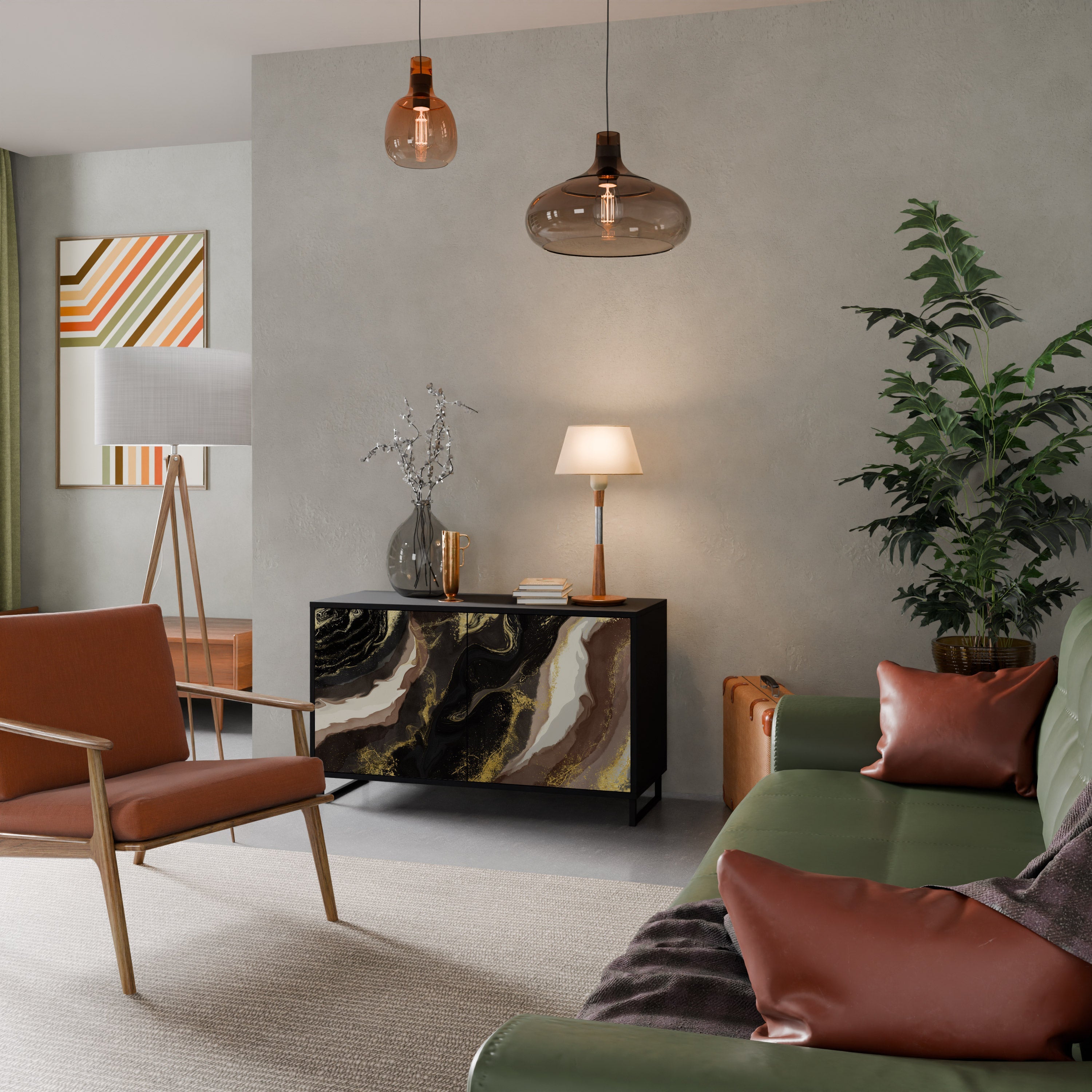 Buffet 2 portes GOLD DUST finition noire