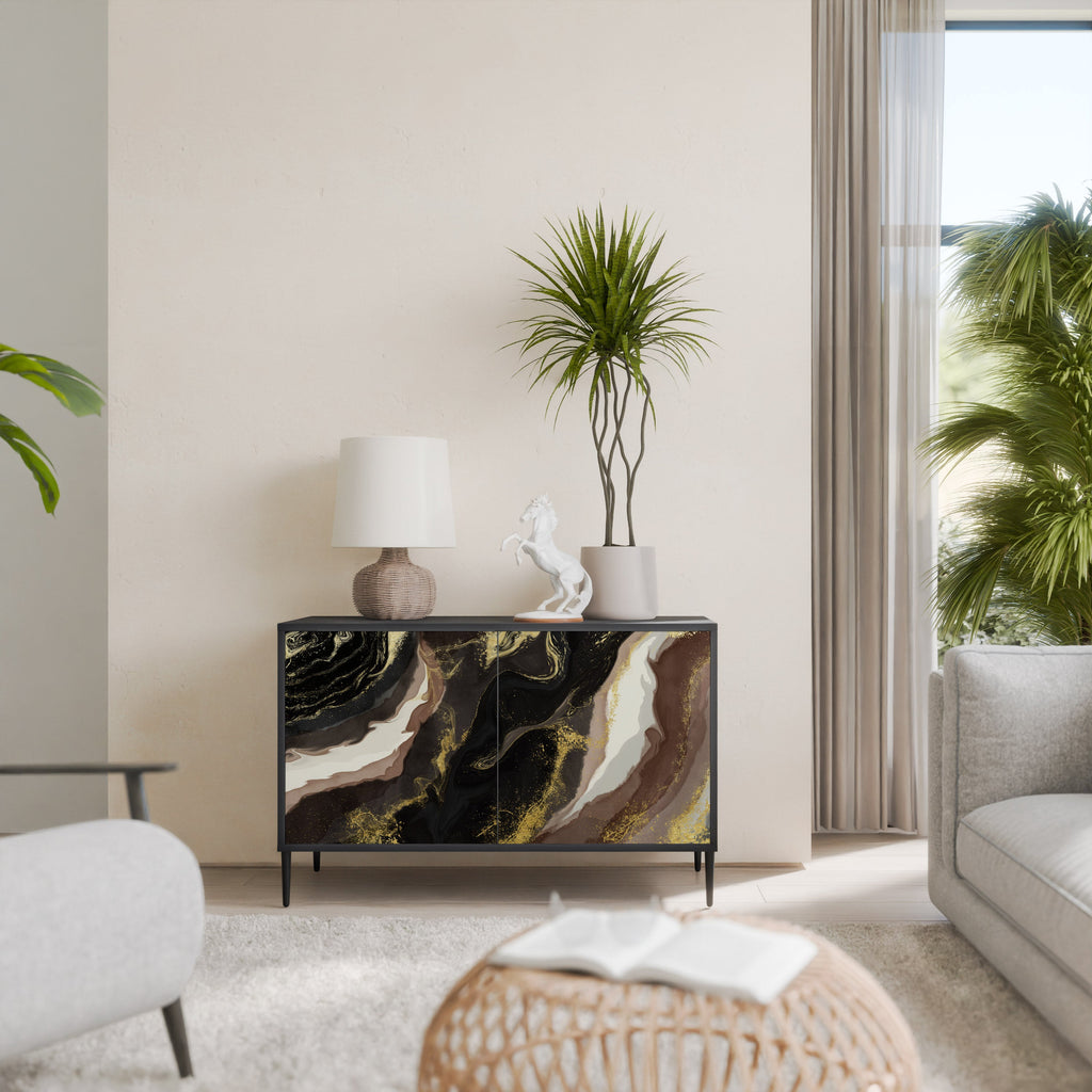 Buffet 2 portes GOLD DUST finition noire