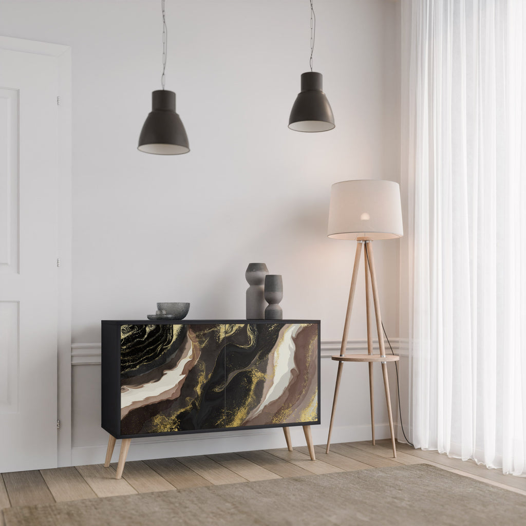 Buffet 2 portes GOLD DUST finition noire