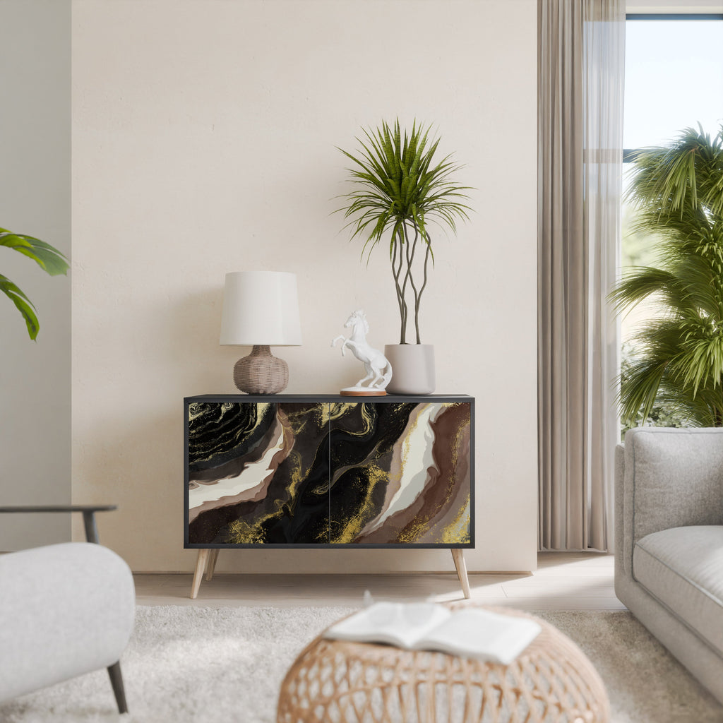 Buffet 2 portes GOLD DUST finition noire