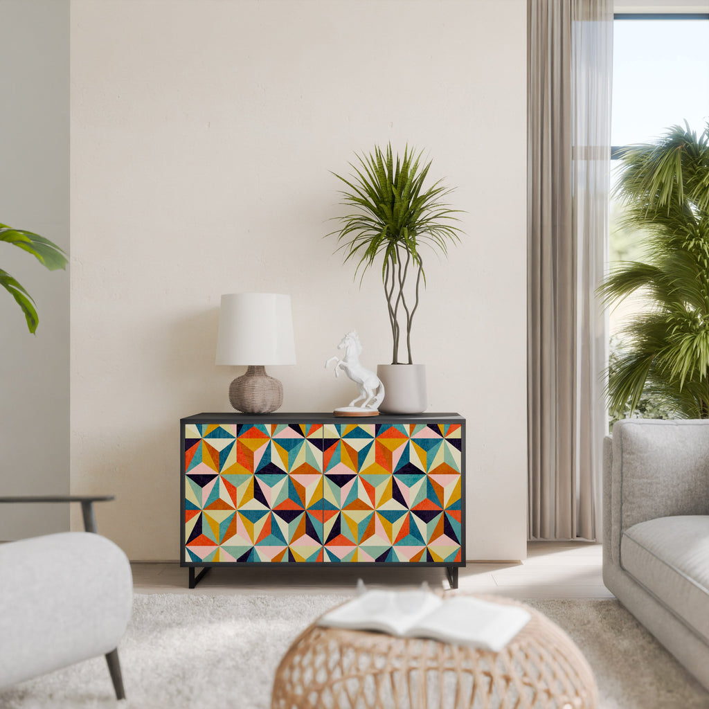 Buffet 2 portes TESSELATE TREASURES finition noire