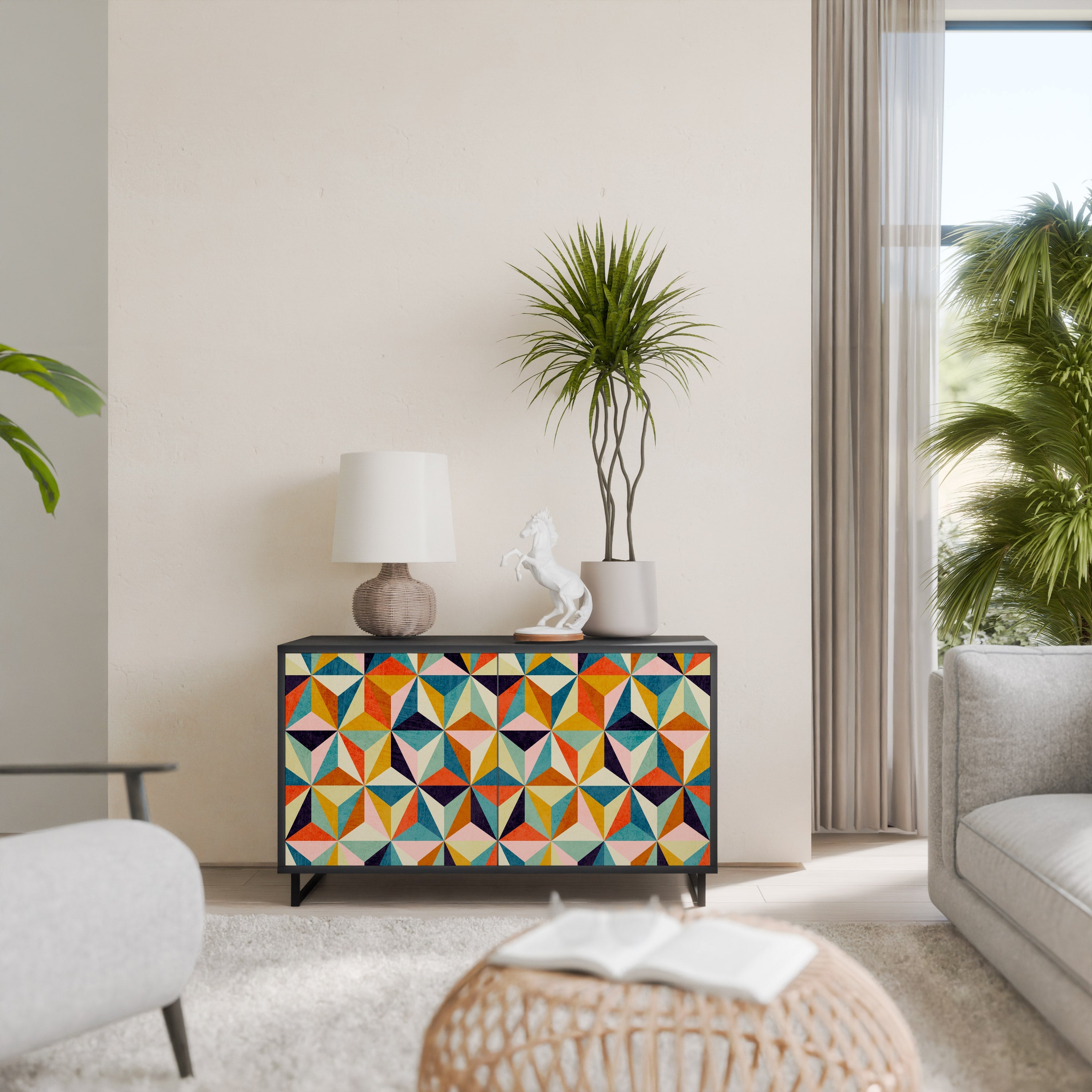 Buffet 2 portes TESSELATE TREASURES finition noire