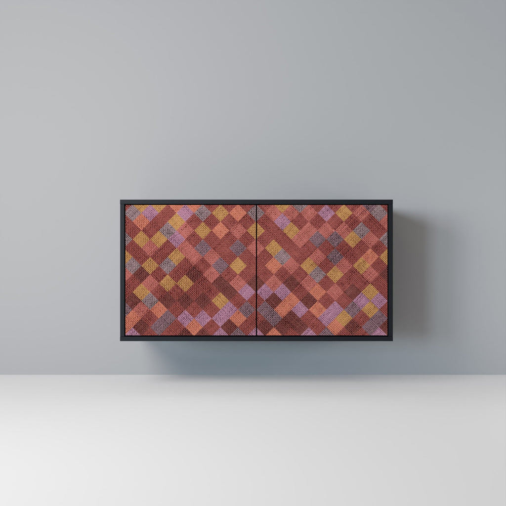 Buffet 2 portes PAINTED SQUARES en finition noire