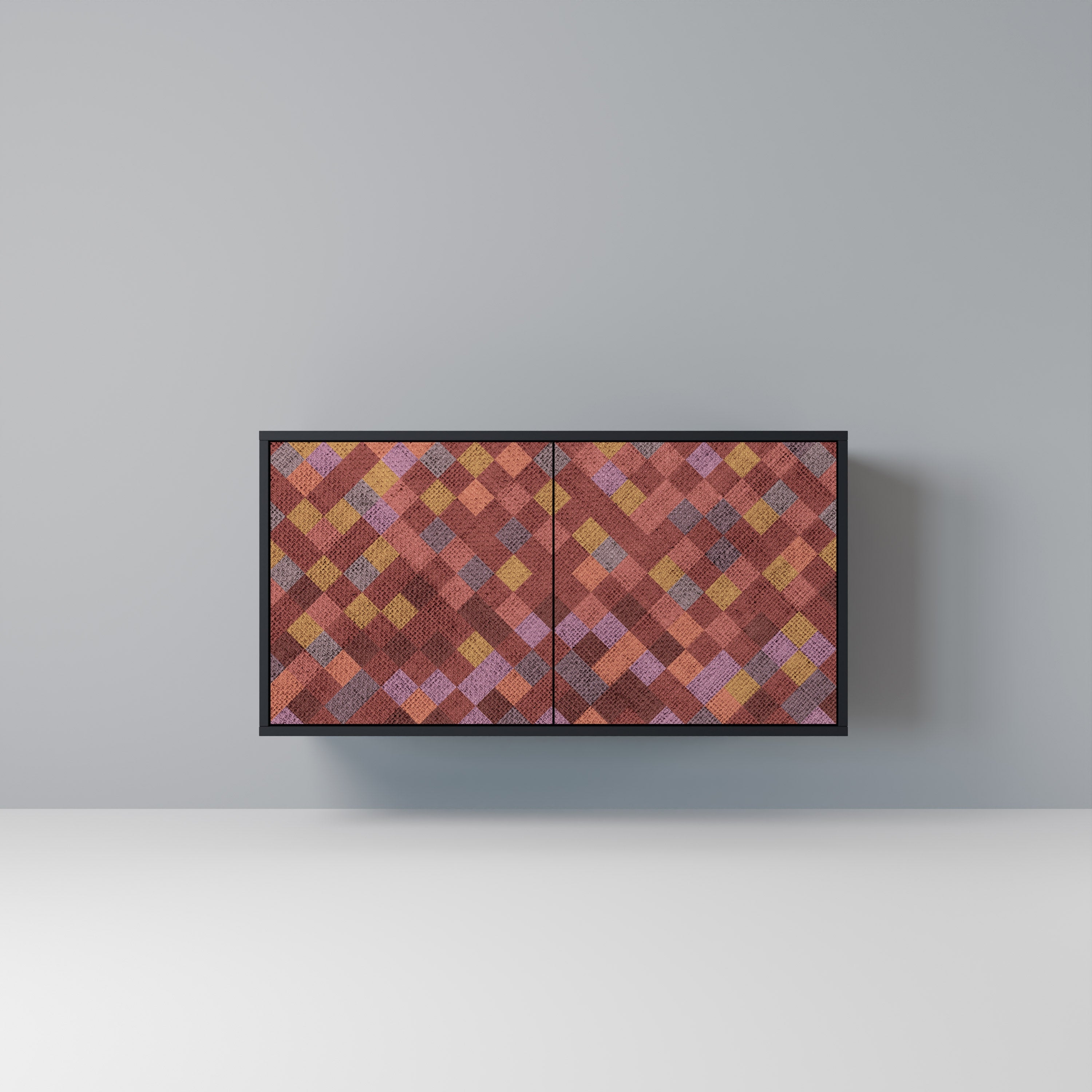 Buffet 2 portes PAINTED SQUARES en finition noire