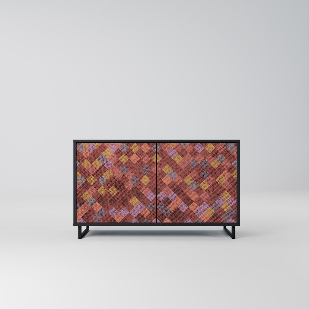 Buffet 2 portes PAINTED SQUARES en finition noire