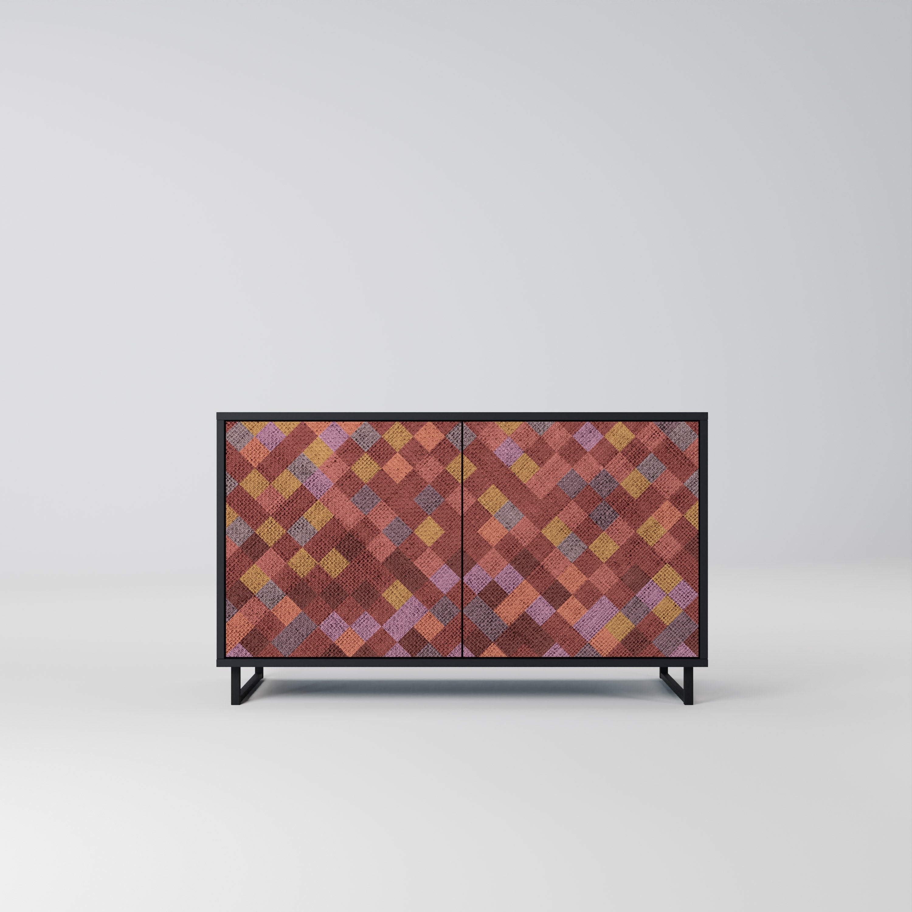 Buffet 2 portes PAINTED SQUARES en finition noire