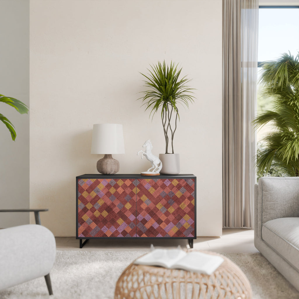 Buffet 2 portes PAINTED SQUARES en finition noire