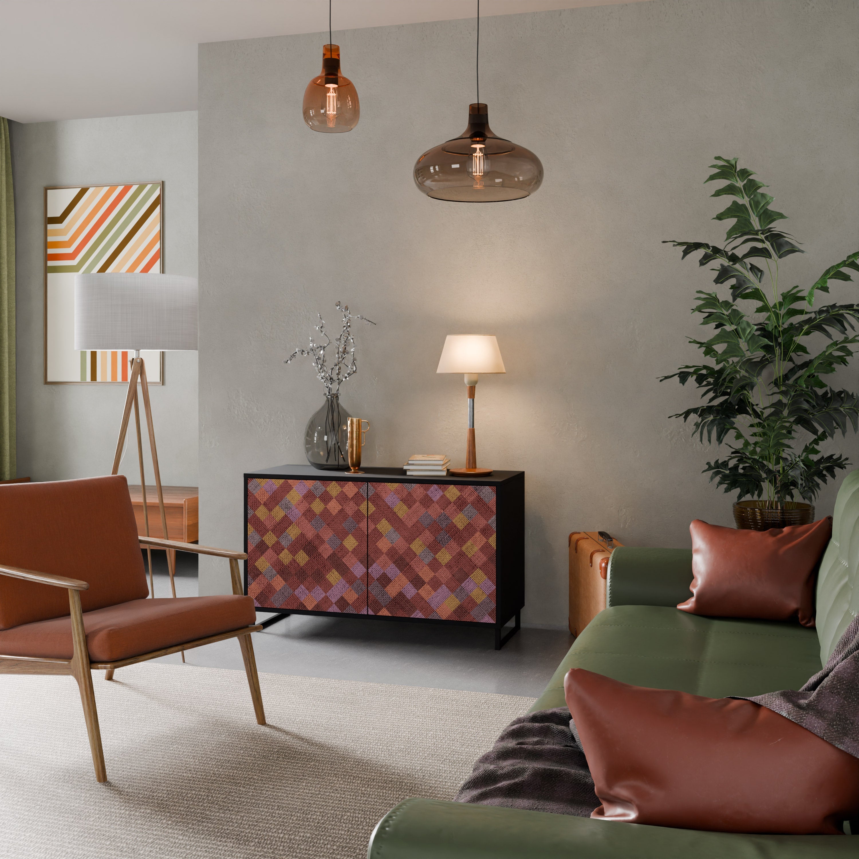 Buffet 2 portes PAINTED SQUARES en finition noire