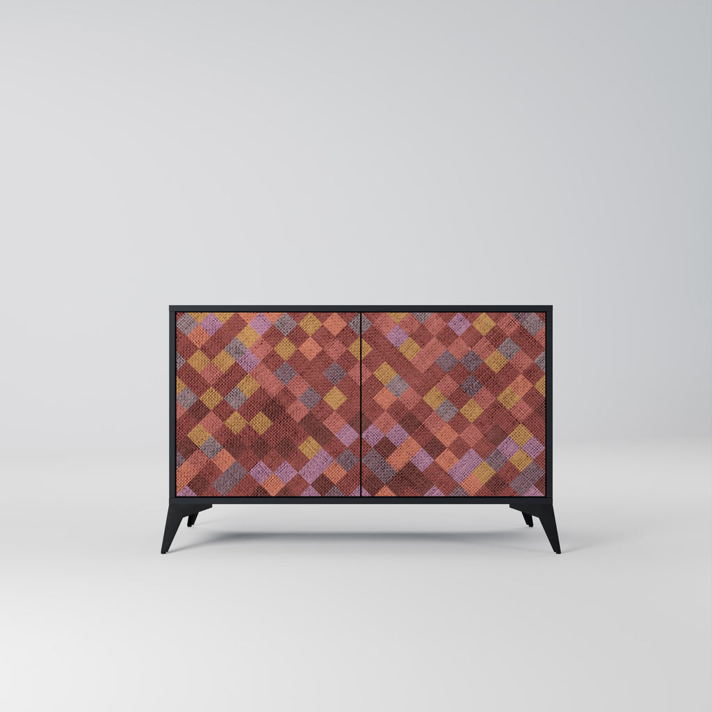 Buffet 2 portes PAINTED SQUARES en finition noire