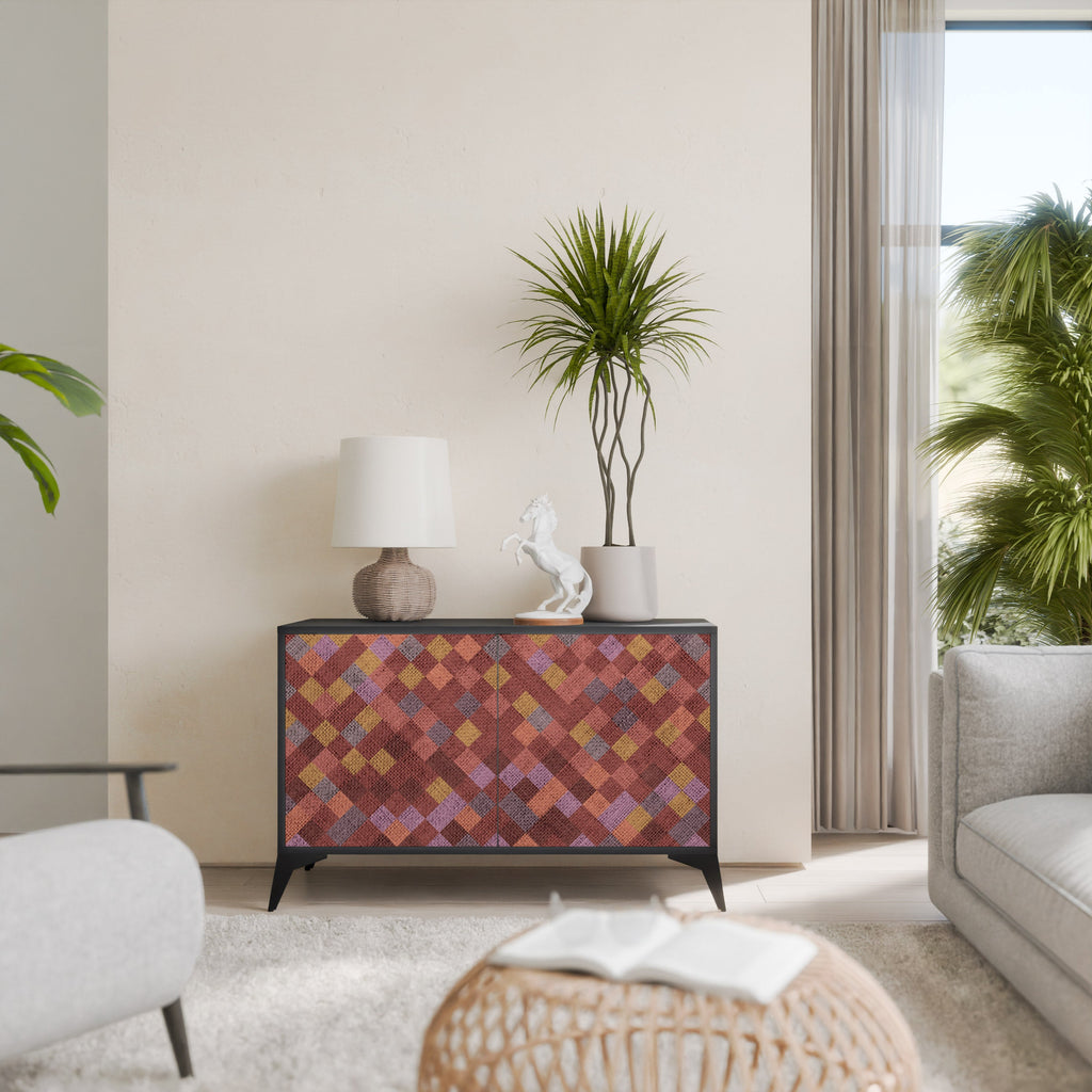 Buffet 2 portes PAINTED SQUARES en finition noire