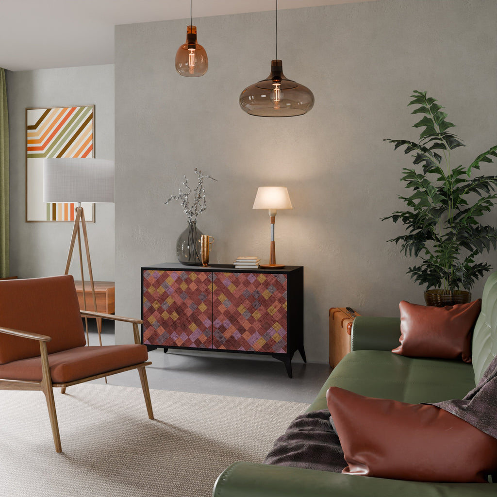 Buffet 2 portes PAINTED SQUARES en finition noire