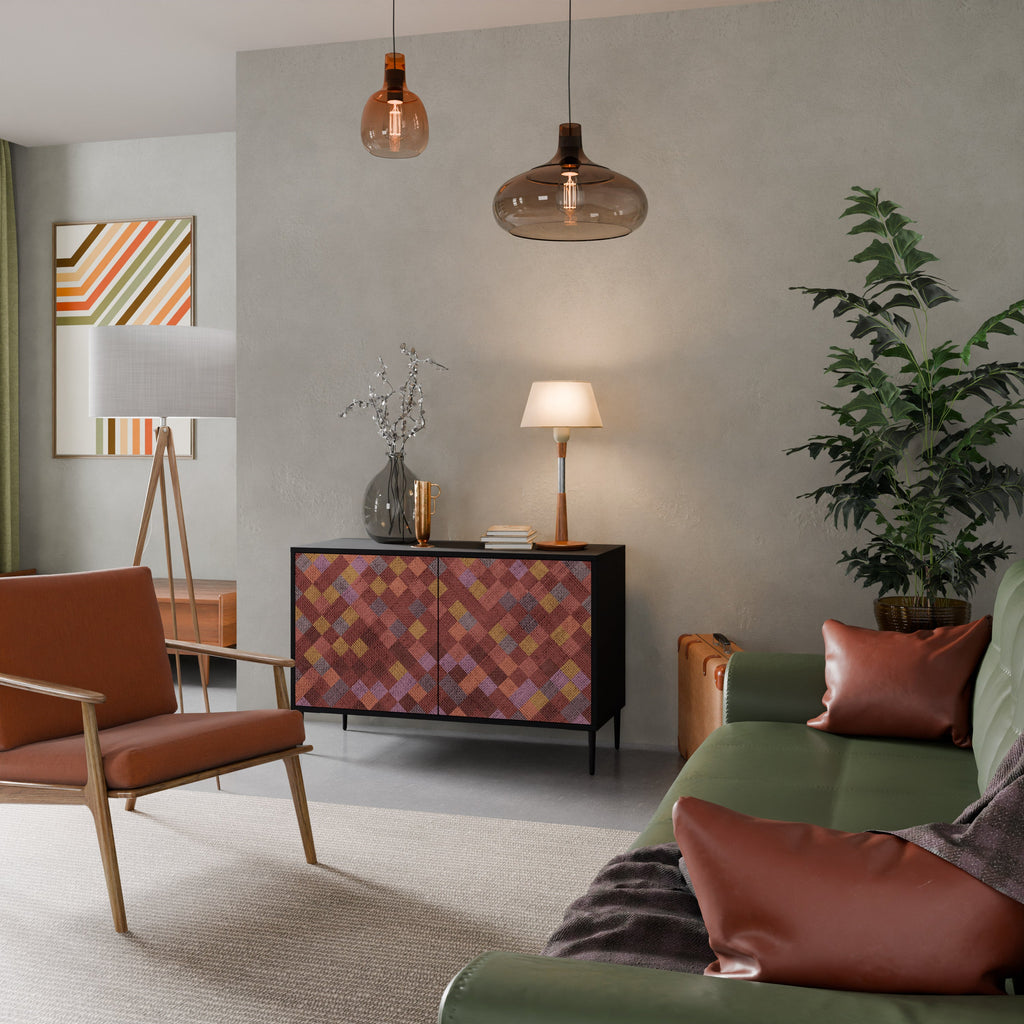 Buffet 2 portes PAINTED SQUARES en finition noire