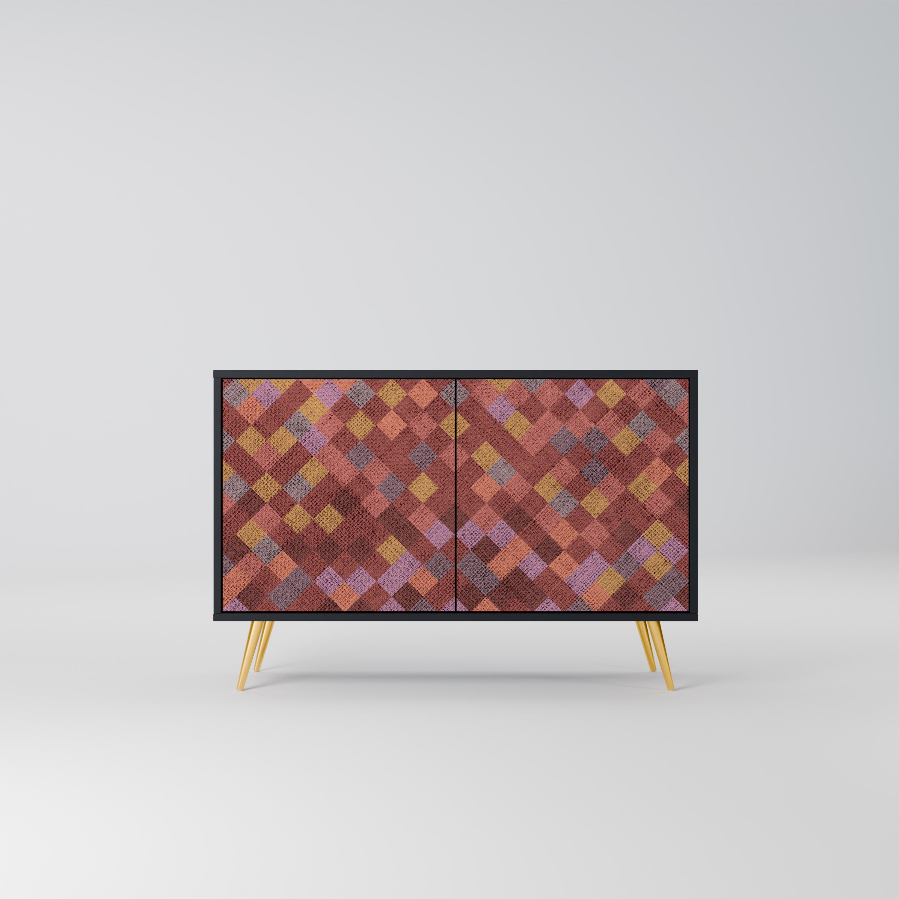 Buffet 2 portes PAINTED SQUARES en finition noire