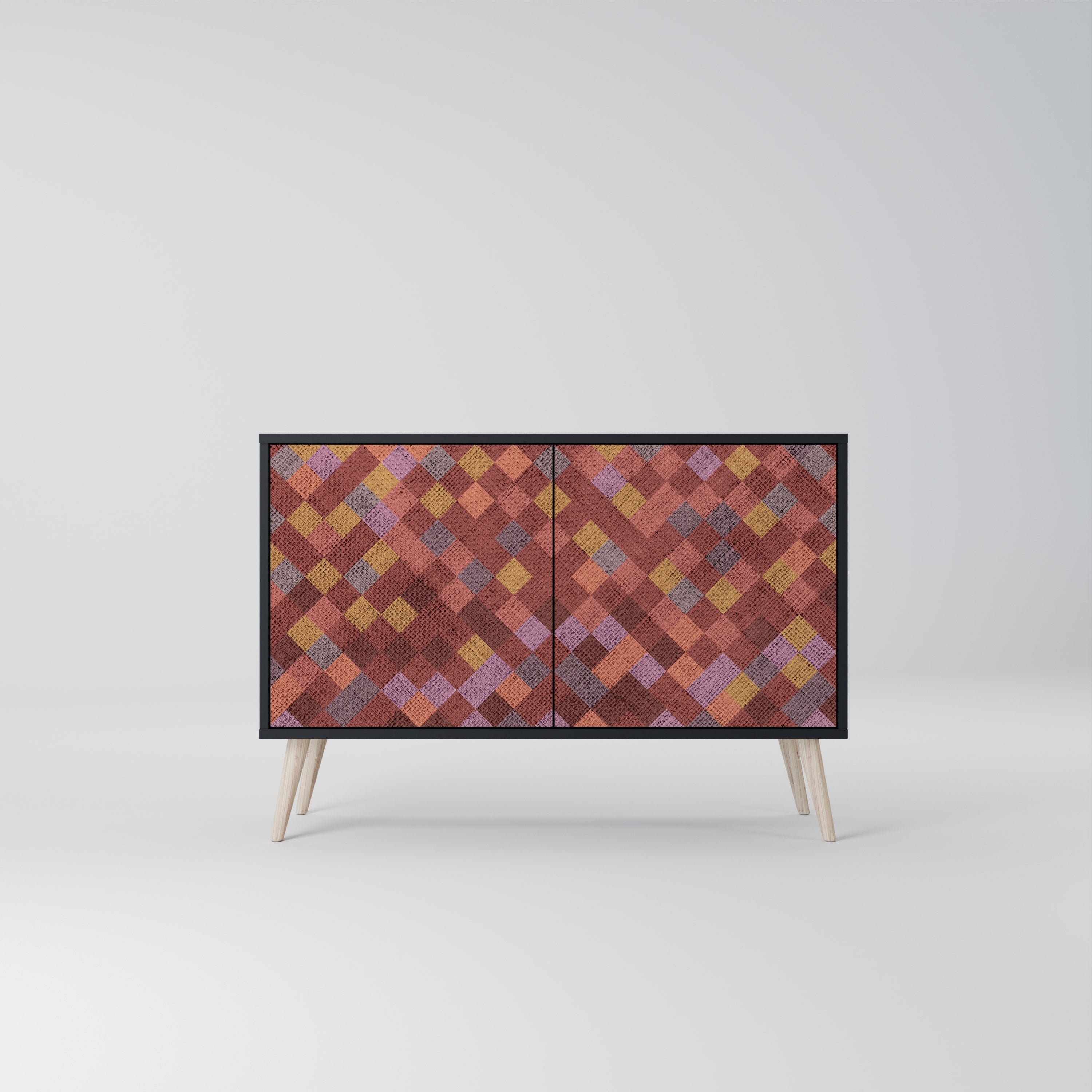 Buffet 2 portes PAINTED SQUARES en finition noire