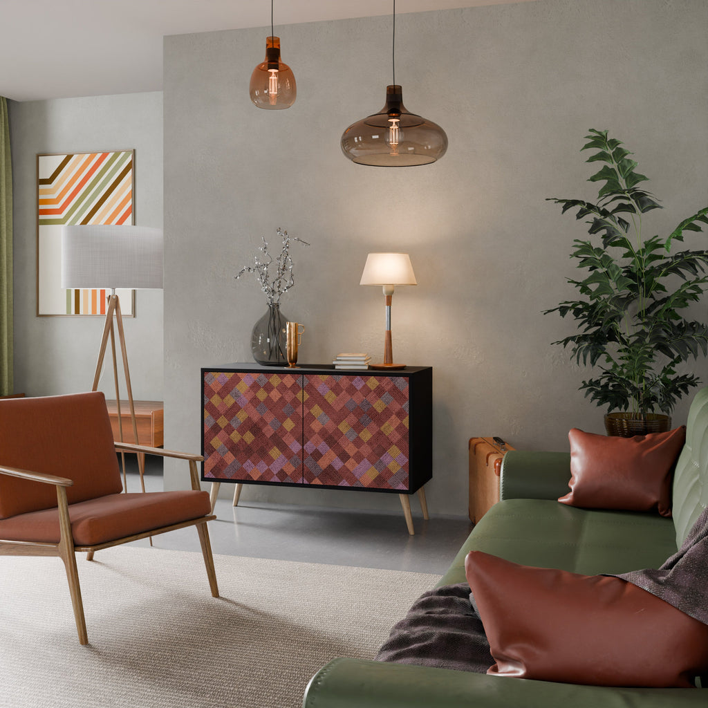 Buffet 2 portes PAINTED SQUARES en finition noire