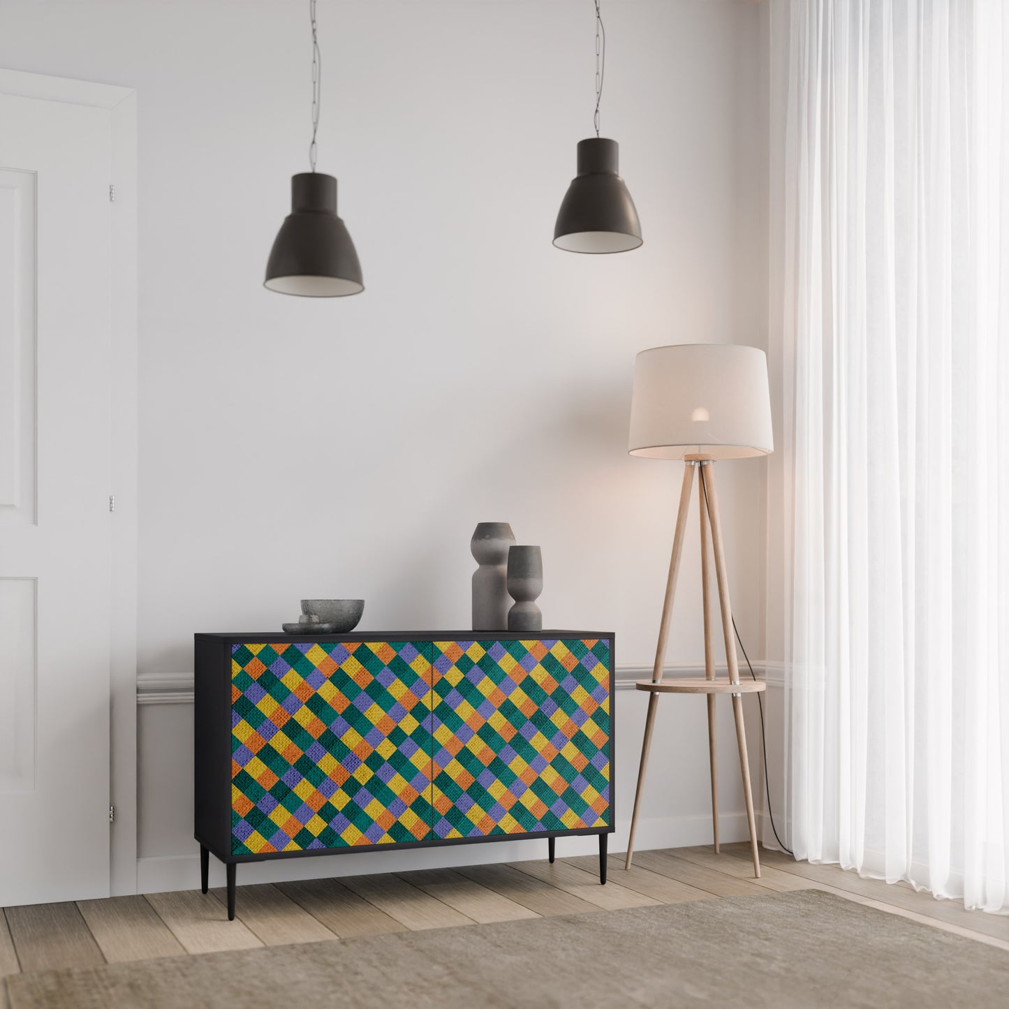 PAINTED SQUARES MIX 2-Door Sideboard