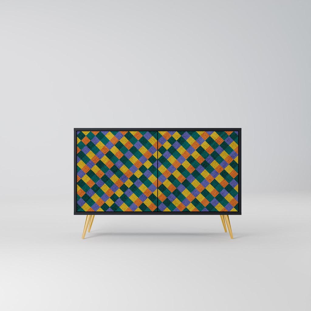 Buffet 2 portes PAINTED SQUARES MIX en finition noire