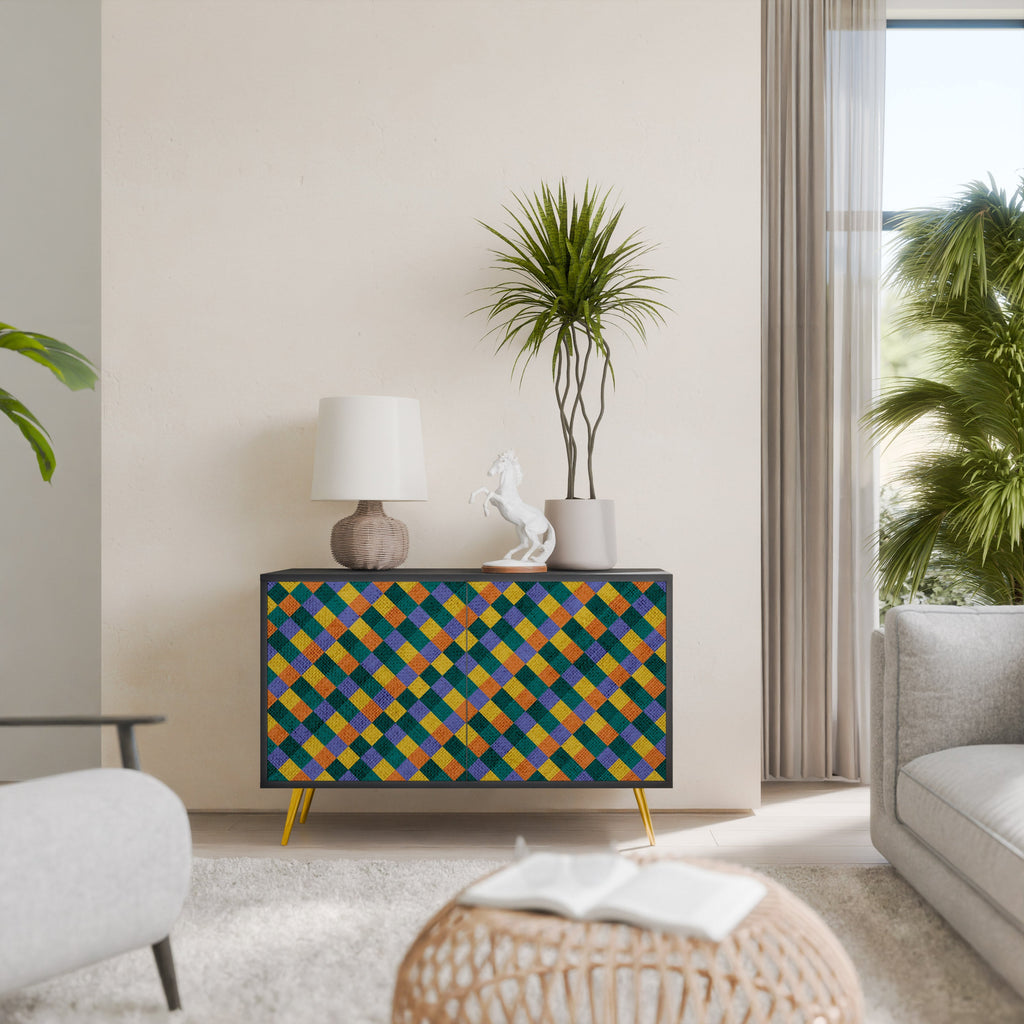 Buffet 2 portes PAINTED SQUARES MIX en finition noire