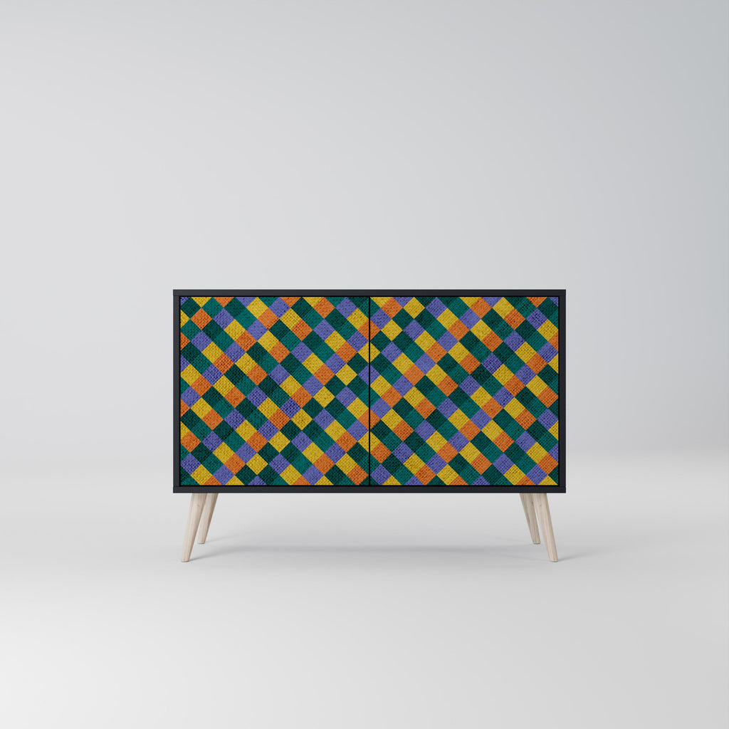 Buffet 2 portes PAINTED SQUARES MIX en finition noire