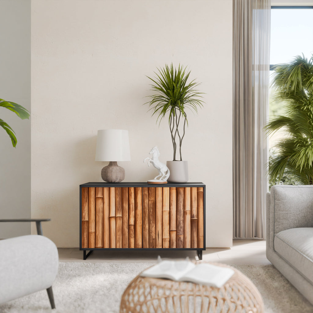 Buffet 2 portes en bois naturel finition noire