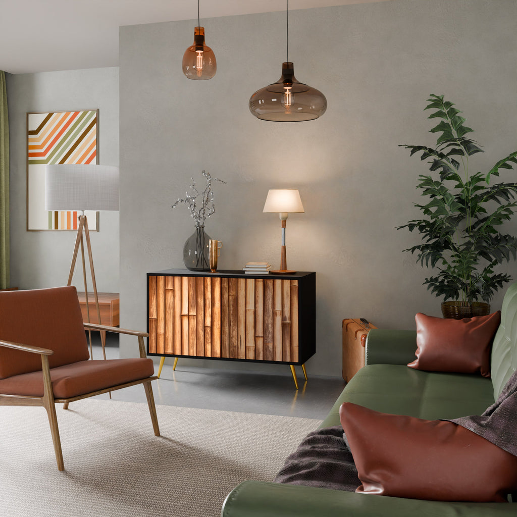 Buffet 2 portes en bois naturel finition noire