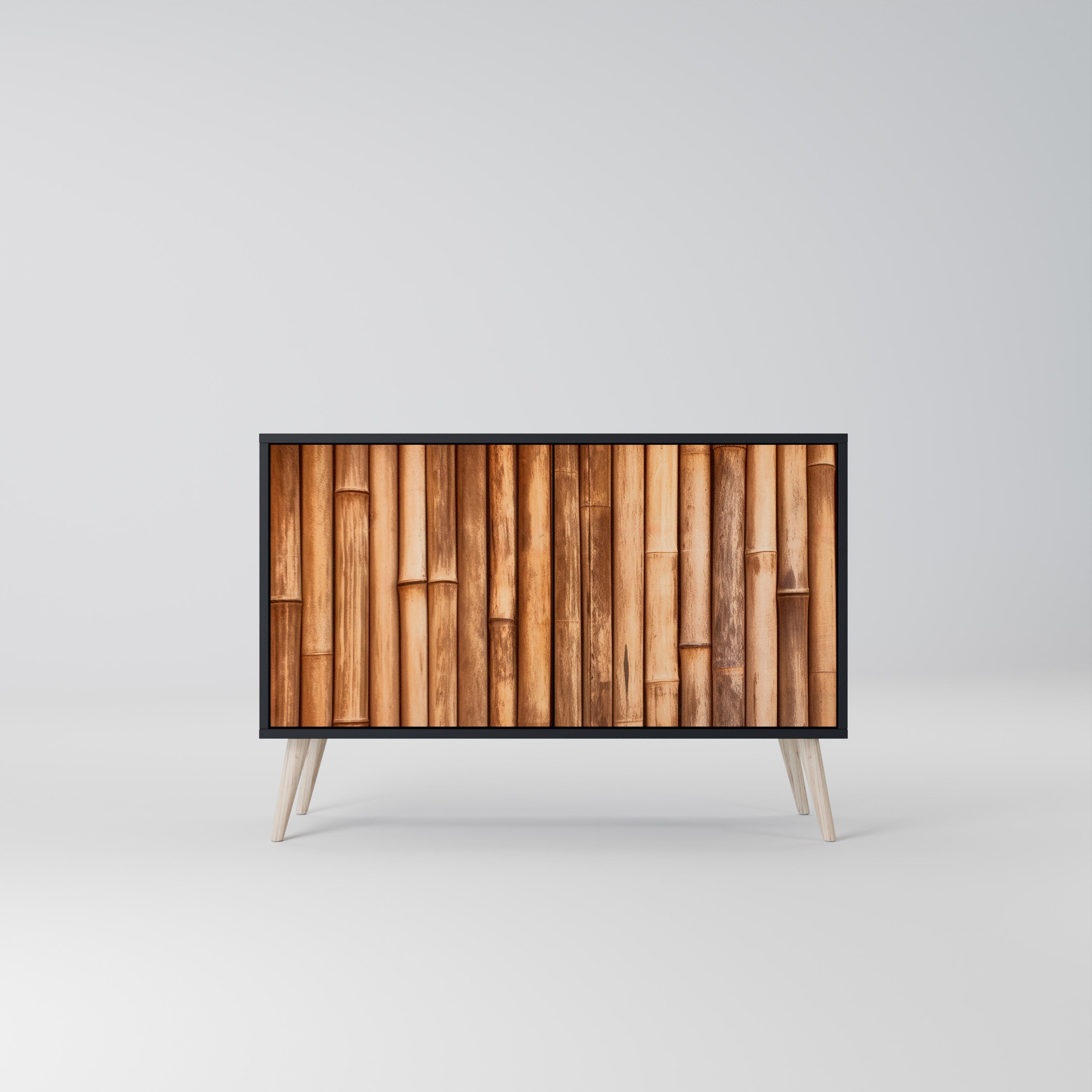 Buffet 2 portes en bois naturel finition noire