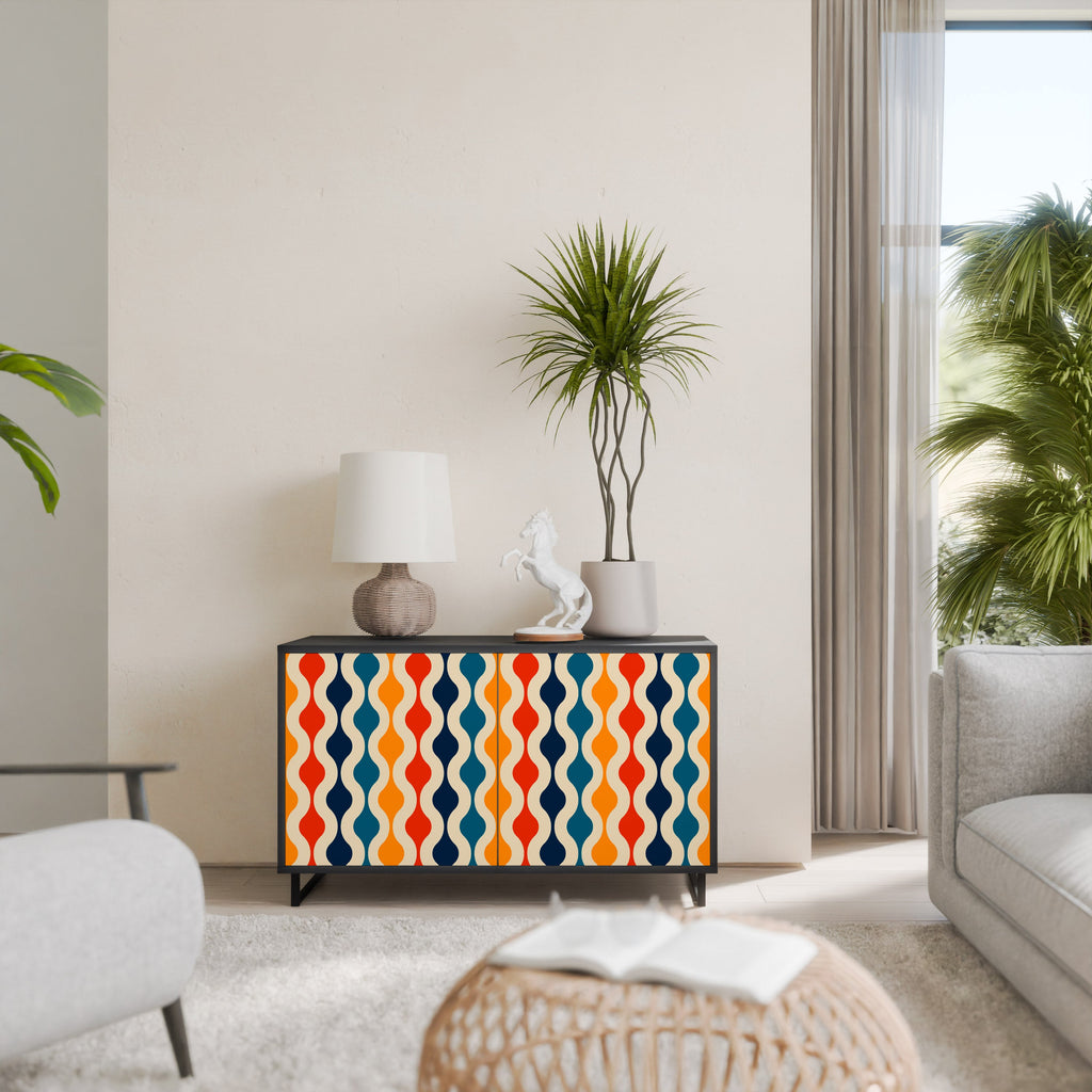 Buffet 2 portes COLORFUL NOSTALGIE en finition noire